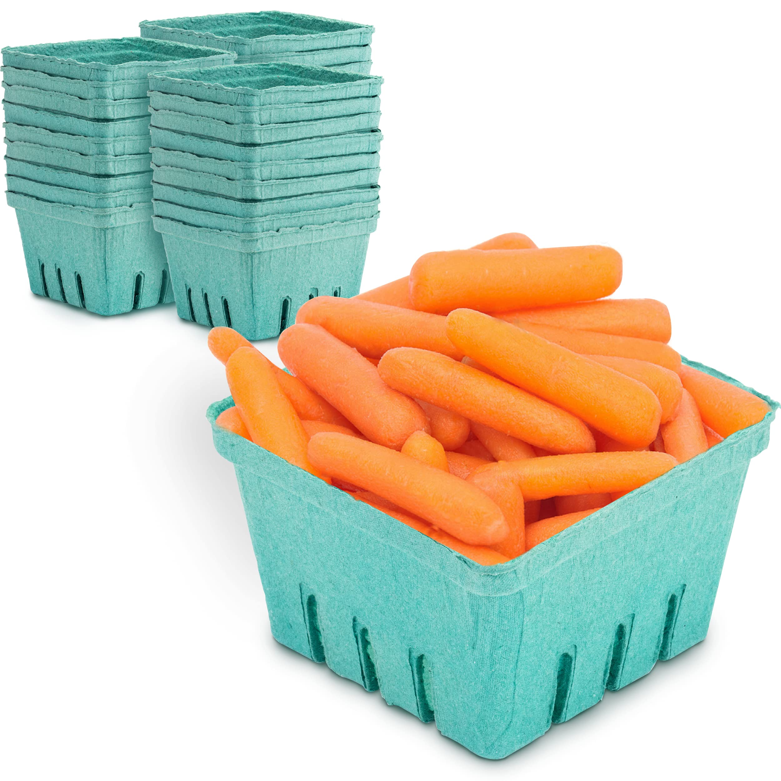 [250 Pack] Eco-Friendly Green Molded Pulp Berry Baskets - Ventilated Produce Containers for Strawberries, Blueberries & Vegetables | Perfect for Farmers Markets, Grocery Stores & Backyard Parties | Sustainable Packaging Solution for Fresh Fruit Display & Picnic Serving
