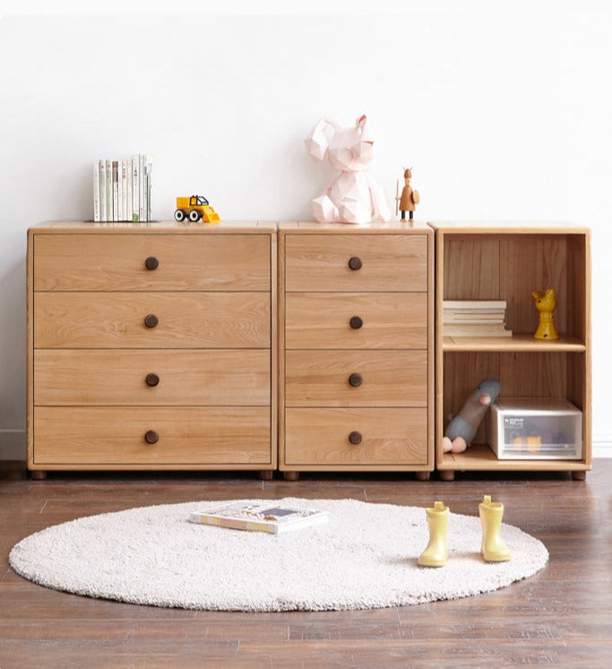 Oak Solid Wood Kids Dresser with 3 Drawers - Natural Wood Chest of Drawers for Nursery & Bedroom - Sturdy Storage Cabinet for Clothes, Toys & Baby Essentials