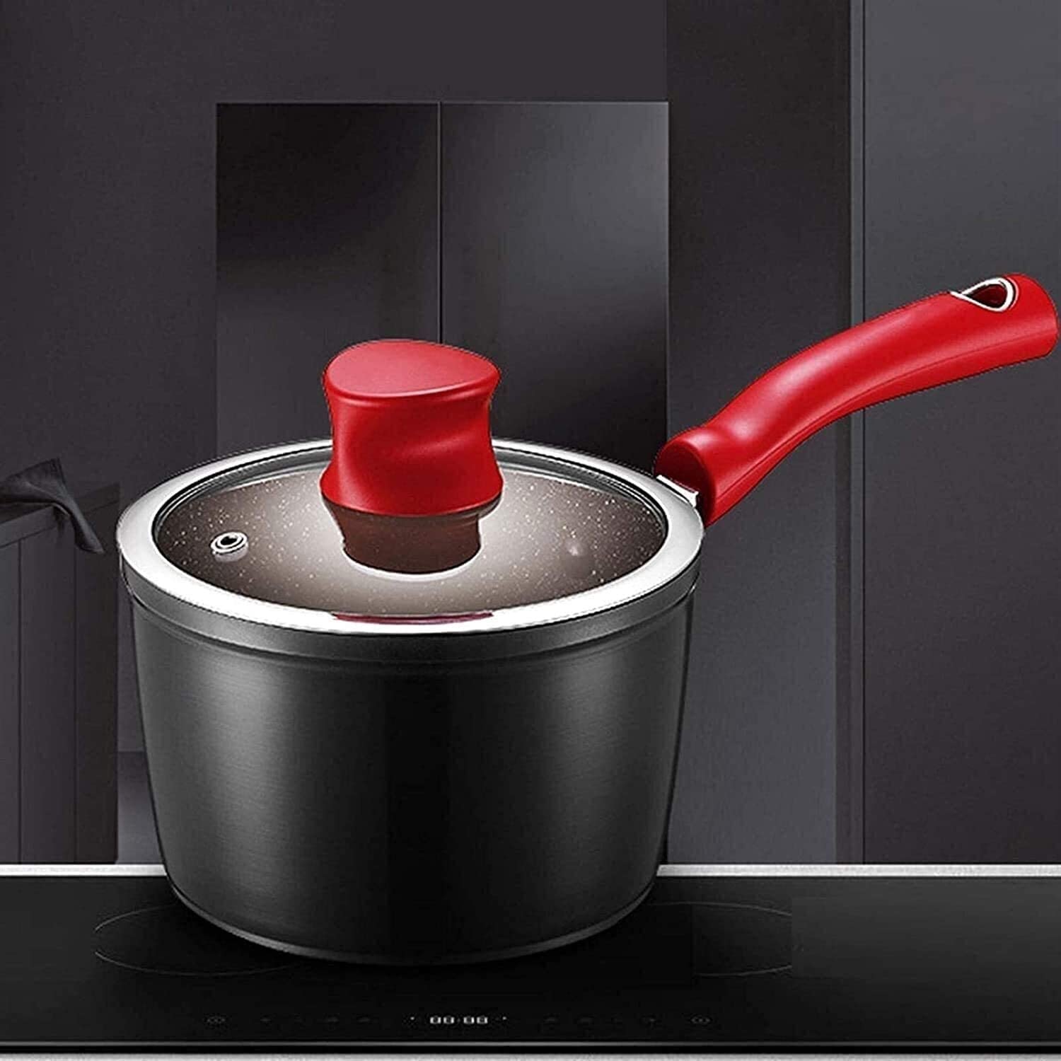 16cm Aluminum Alloy Non-Stick Wok Pan with Ergonomic Handle - Perfect for Milk, Soup & Stir-Fry Cooking | Small Frying Pot for Home Kitchen Use