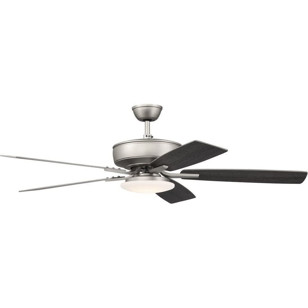 Craftmade P112BN5-52BNGW Pro Plus 52 Inch Ceiling Fan with LED Light Kit & Remote Wall Control - 5 Reversible Brushed Nickel/Greywood Blades - Brushed Satin Nickel Finish - Perfect for Living Room, Bedroom, or Patio Cooling