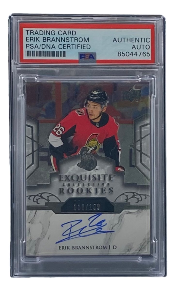 Erik Brannstrom Autographed 2019 Upper Deck Exquisite #R16 Ottawa Senators Hockey Card - PSA/DNA Certified - Perfect for Collectors & Hockey Fans