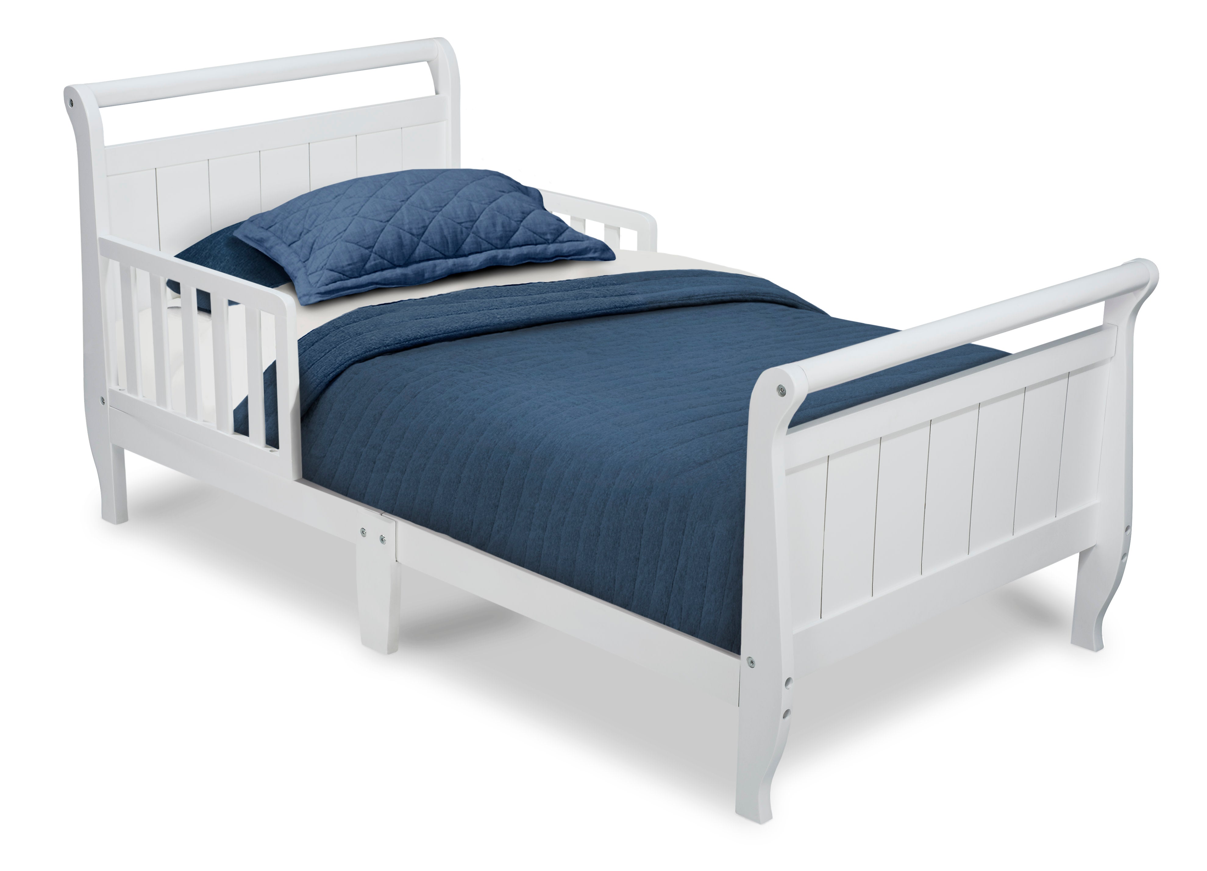 Wooden Sleigh Toddler Bed for Kids - Rustic Nursery Furniture for Boys & Girls - Perfect for Bedrooms, Daycare Centers, and Cozy Sleep Spaces