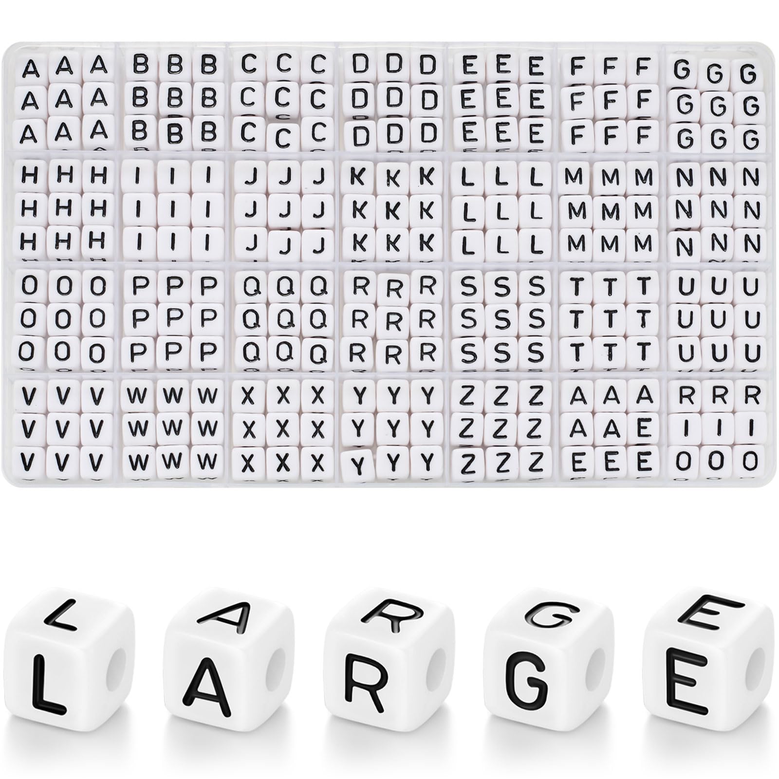 10×10mm Large Letter Beads 252 Pcs - for Keychains, Crafts & Home Decor