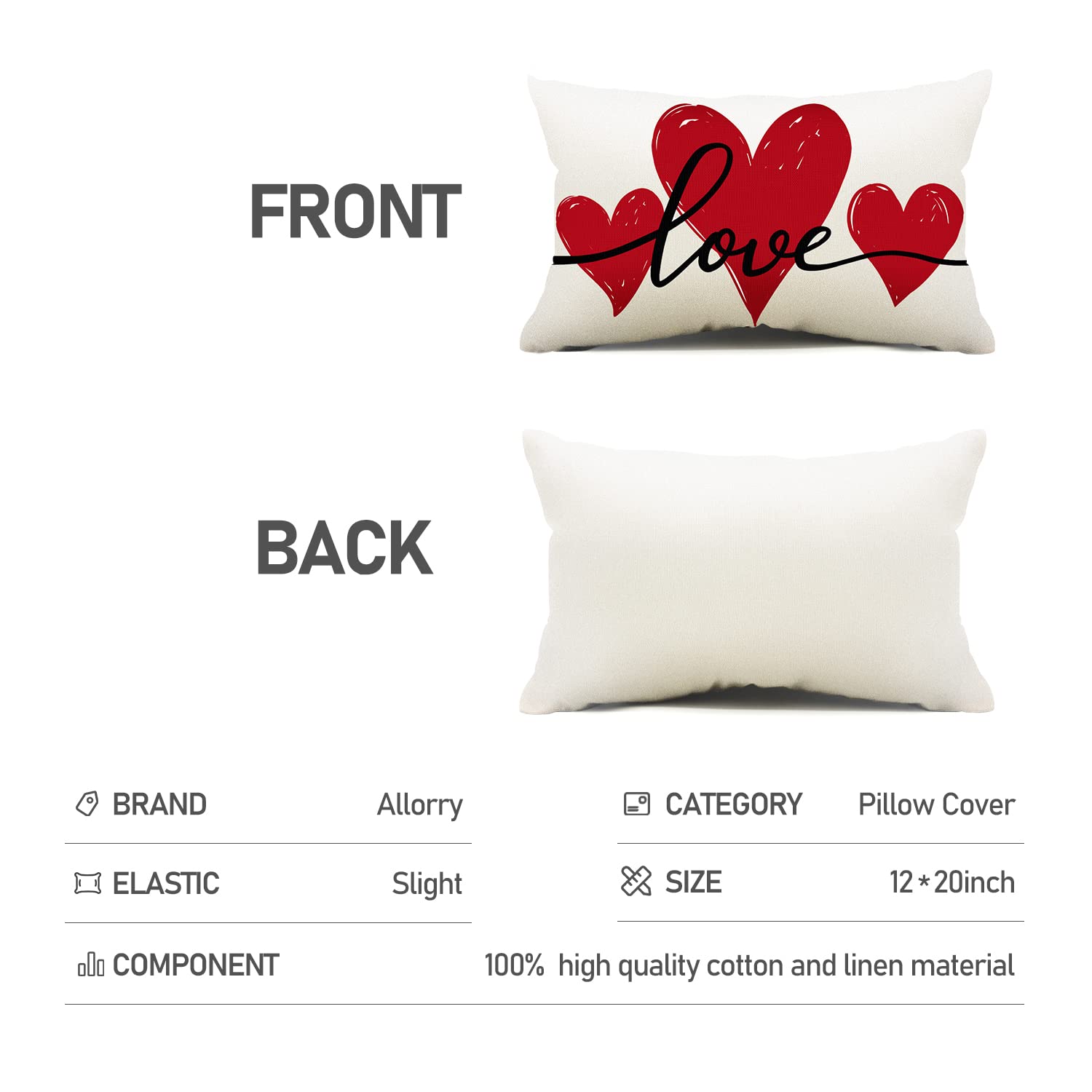 Valentine's Day Pillow Covers 12x20 Inch - Farmhouse Style Decorative Throw Pillows for Home Decor, Romantic Love Theme Cushion Covers | Perfect for Sofa, Bedroom, and Valentine's Day Gift