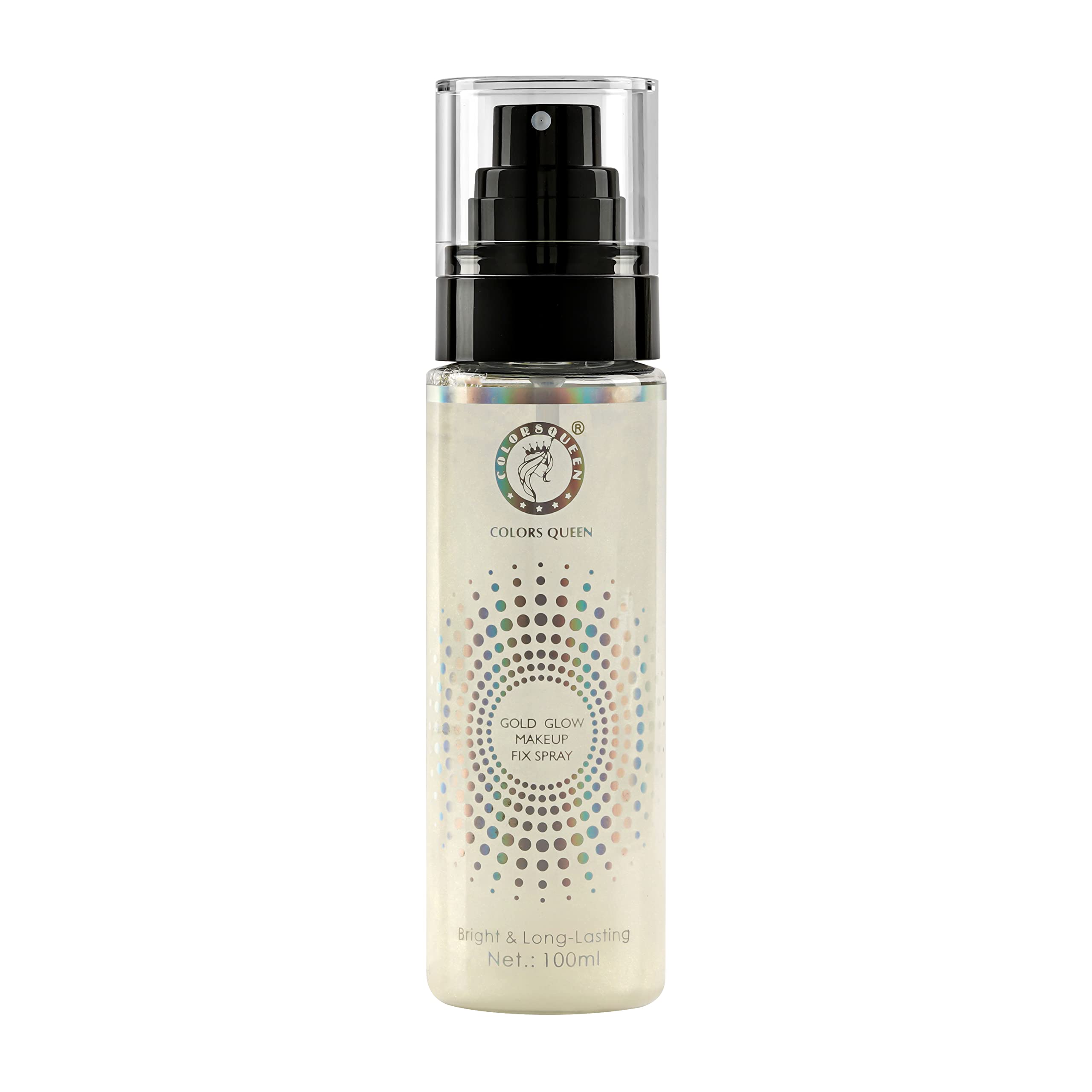 Colors Queen Gold Glow Makeup Setting Spray – 100ml | Long Lasting Face Makeup Fixer | Lightweight, Non-Greasy Formula with Aloe Vera Extract | Perfect for Bridal, Party & Everyday Makeup Locking
