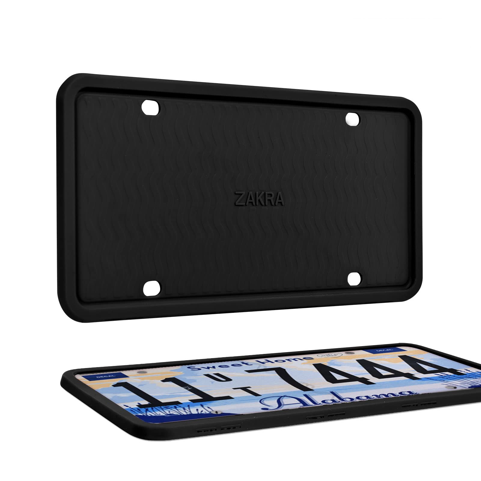 Premium 2-Pack Silicone License Plate Frames - Rustproof, Weatherproof & Noiseless Car Accessories (Black) - Perfect for Cars, Trucks & SUVs - Durable & Stylish Auto Upgrade