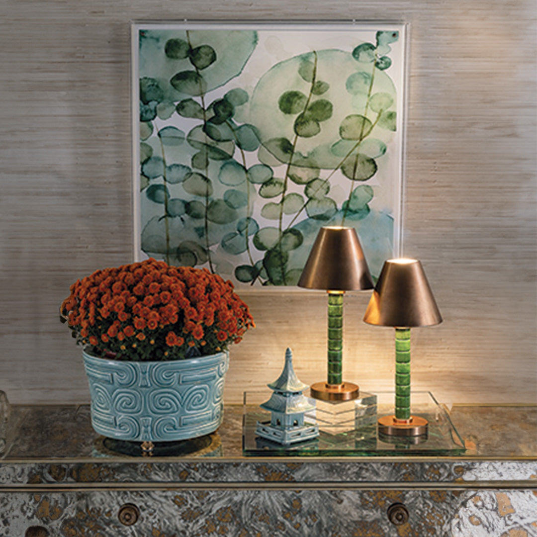 Elegant Green Jade Garden Accent Lamp - Handcrafted Decorative Lighting for Home, Patio & Outdoor Spaces | Perfect for Living Room, Bedroom & Garden Decor