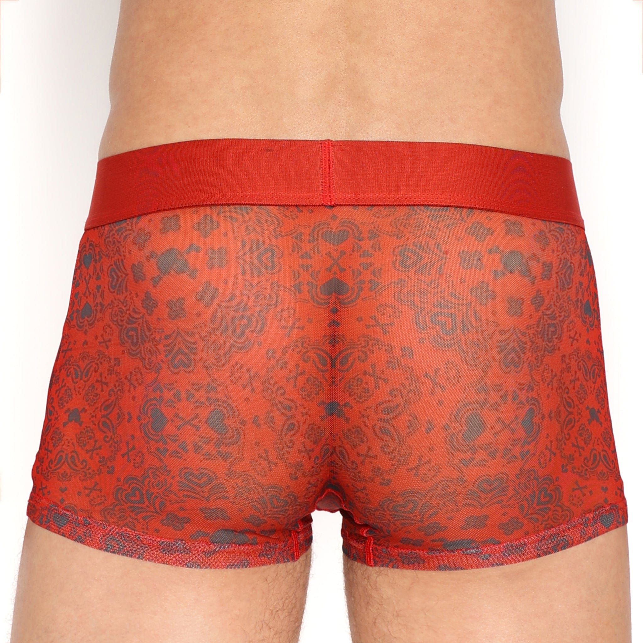 Red Heart Bandana Sheer Mesh Trunk - Breathable & Stylish Men's Underwear for Comfort & Fashion | Perfect for Valentine's Day, Date Night & Romantic Occasions