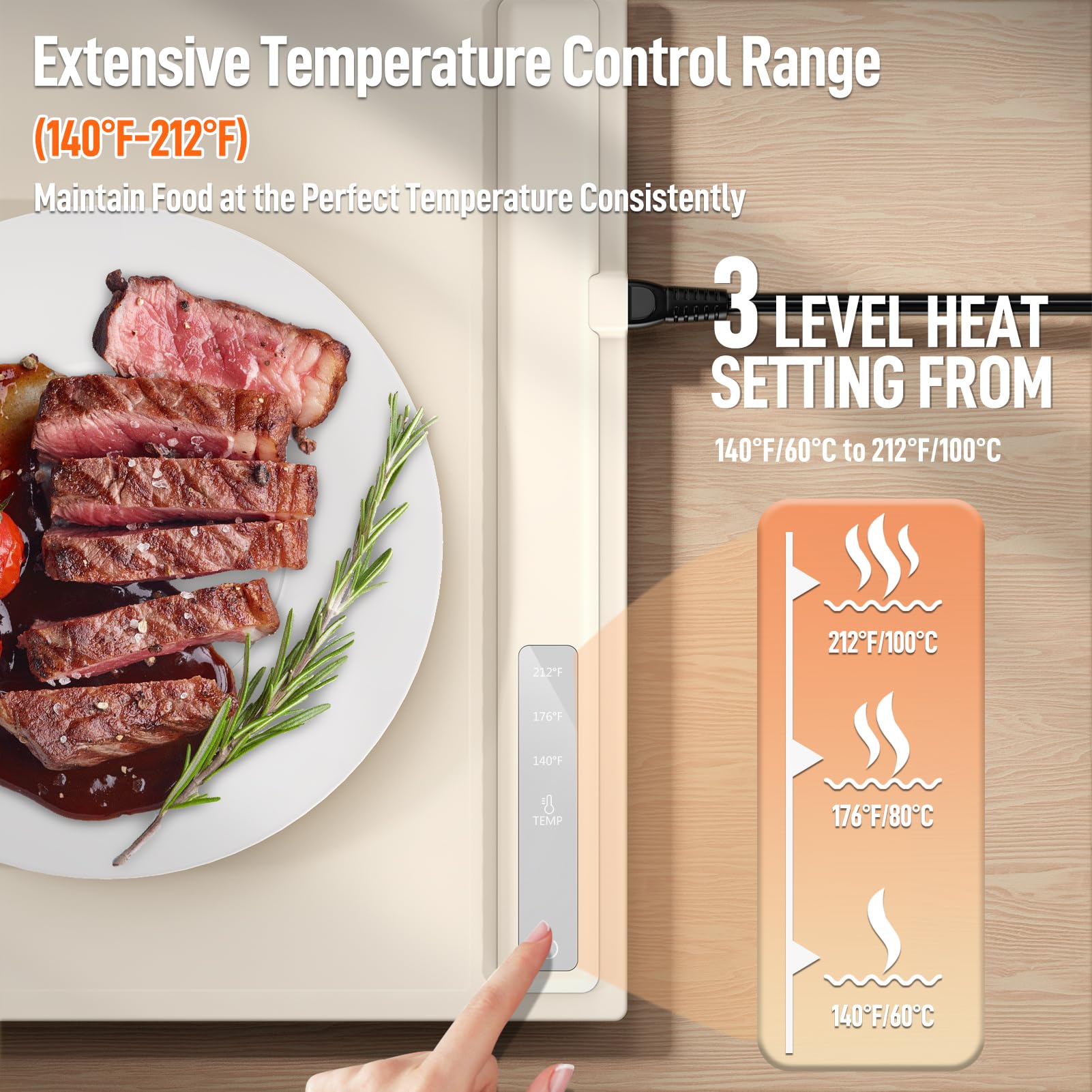 Premium Silicone Food Warming Mat - Adjustable Temperature, Fast & Even Heating for Buffets, Parties & Countertops | Portable Electric Warmer Tray for Keeping Meals Hot at Home or Events