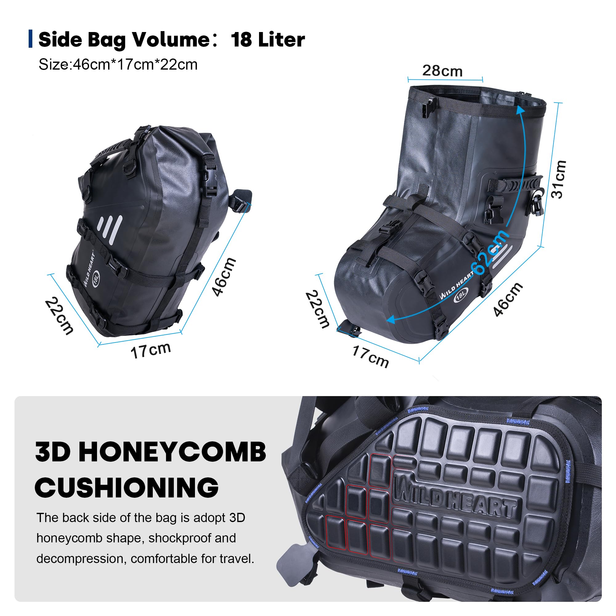 Waterproof Motorcycle Saddlebags 24L/36L/50L - Durable Pannier Bags for Adventure Rides