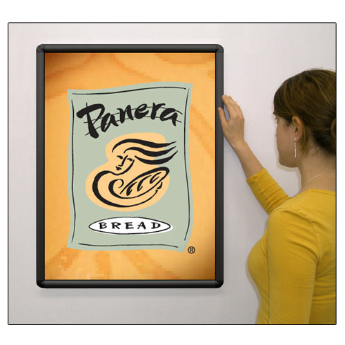Economy Slim Metal 1 Inch Wide Poster Snap Frame 24x30 Inches with Radius Corners - Black & Silver Finishes for Home, Office, and Retail Displays