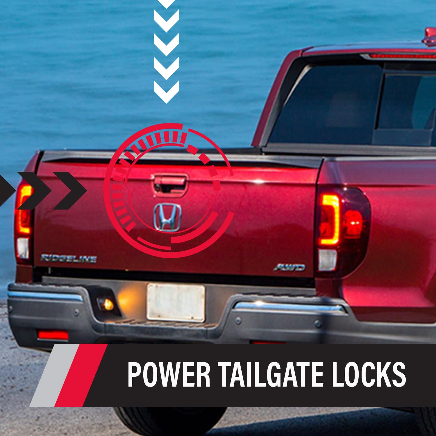 Pop & Lock PL8661 Smart Lock Combo Power Tailgate Lock for Honda Ridgeline (2005-2016) - White | Secure Remote-Controlled Truck Bed Access | Perfect for Camping, Work Sites & Outdoor Adventures