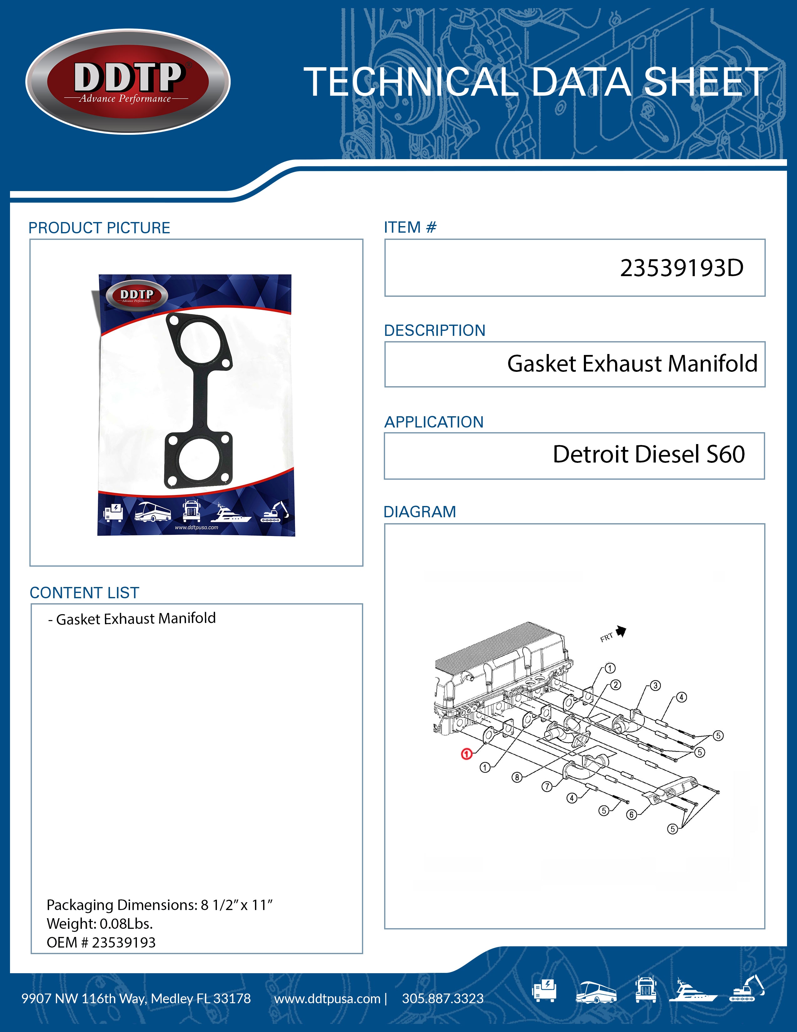 Detroit Diesel S60 Exhaust Manifold Gasket - High Performance Replacement Part for Heavy Duty Trucks & Commercial Vehicles - Perfect for Engine Repairs & Maintenance