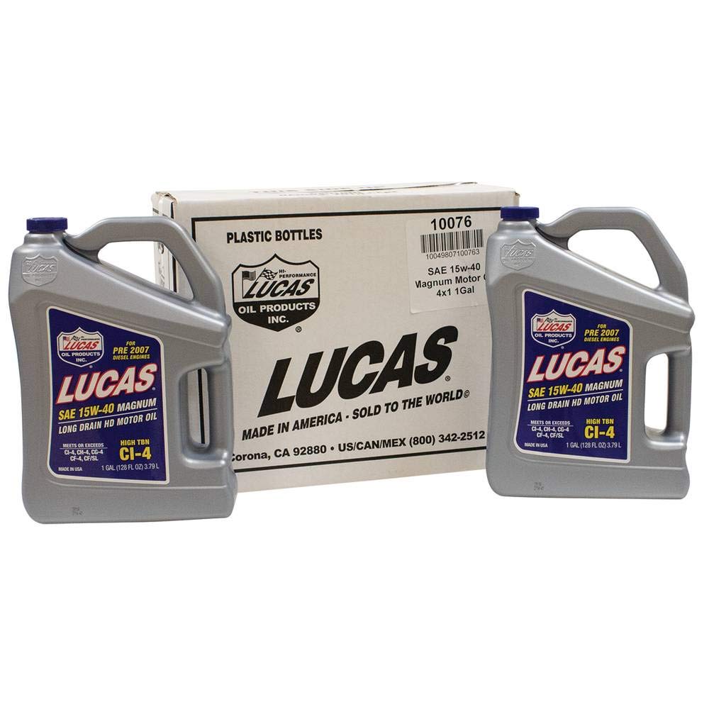 Lucas Oil Stens Magnum High TBN Motor Oil 051-603 - Replacement for 10076 SAE 15W-40, 4 Bottles (1 Gallon) - Premium Engine Protection for Trucks, Heavy-Duty Vehicles & Industrial Equipment