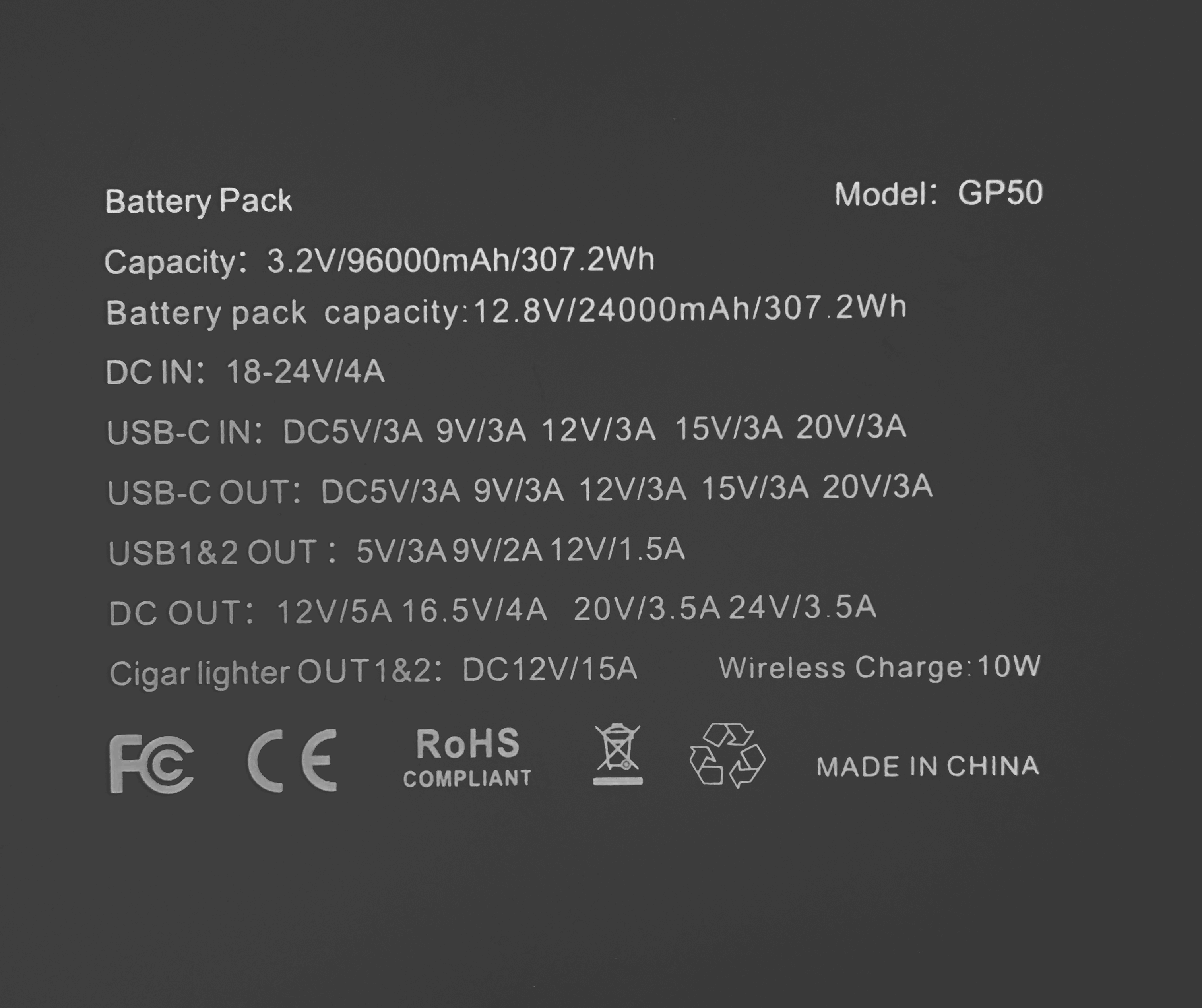Portable Power Station 96000mAh 307.2Wh Solar Generator - Outdoor Camping, RV Trips, Emergency Backup Power Supply for Home & Travel