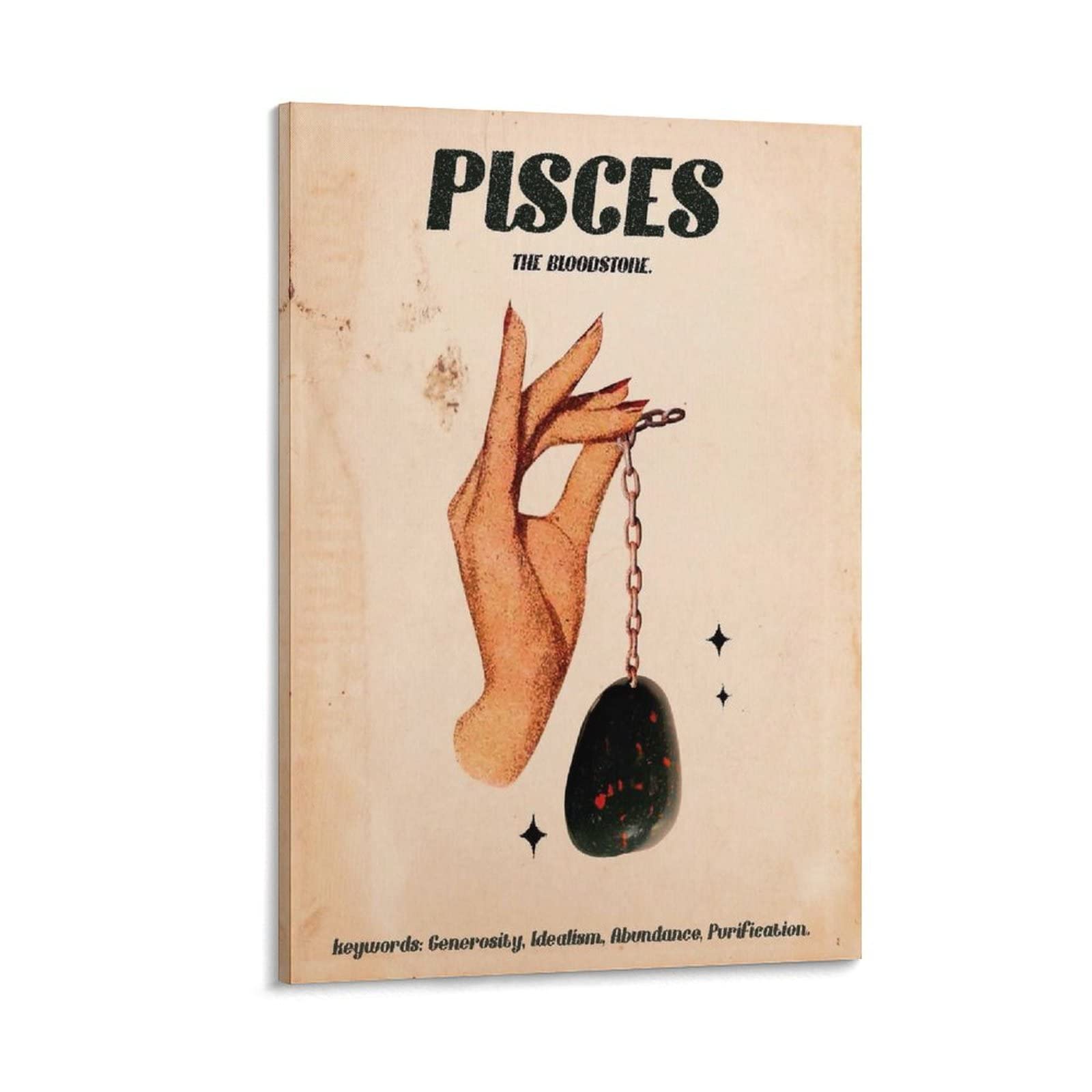 Vintage Zodiac Pisces Wall Art - 8x12 Inch (20x30cm) Framed Canvas Painting Poster Print for Home Decor - Perfect for Living Room, Bedroom & Office Aesthetic Wall Decor