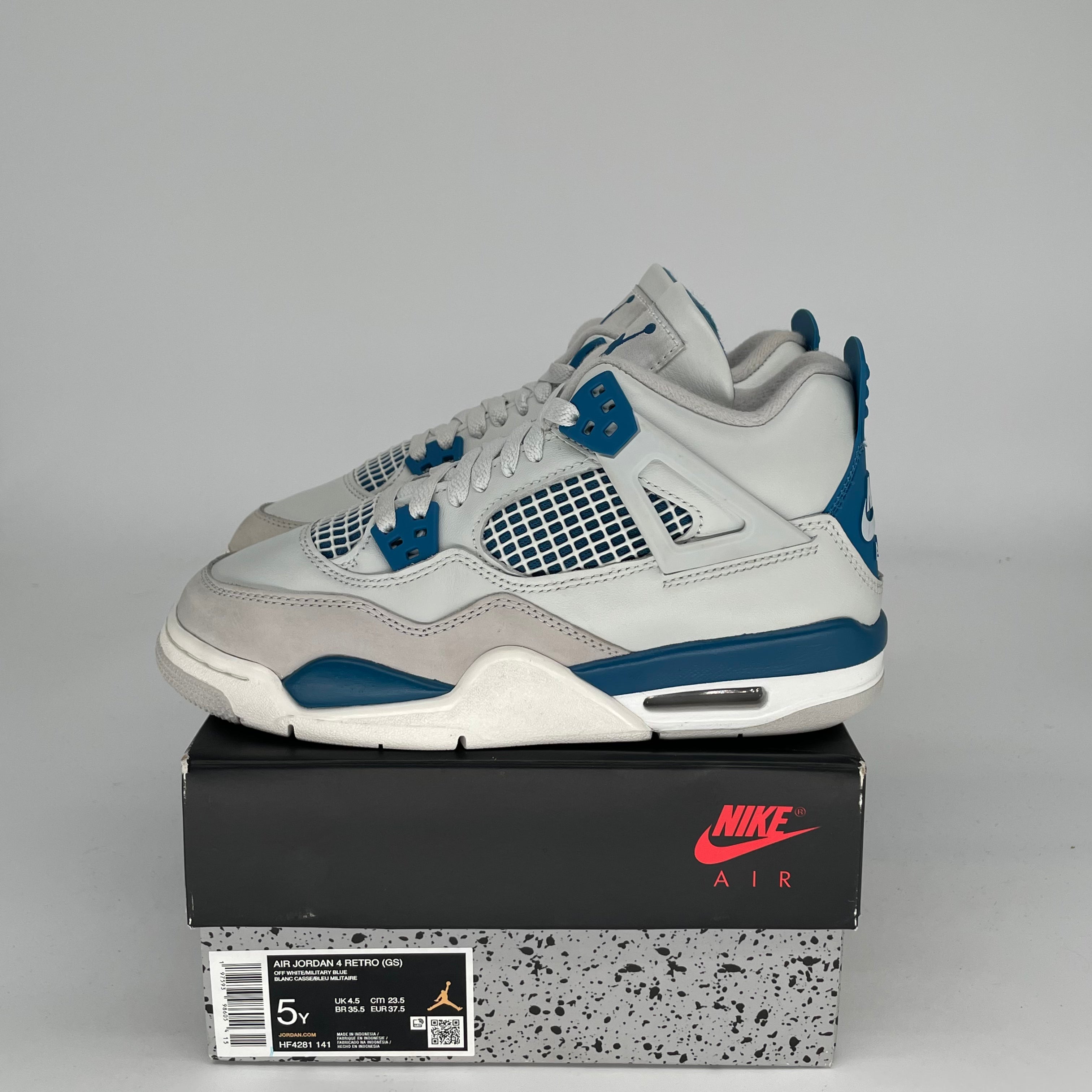 Original: AIR JORDAN 4 MILITARY BLUE SIZE 5/6.5W HF4281 141   Optimized: Authentic Air Jordan 4 Retro 