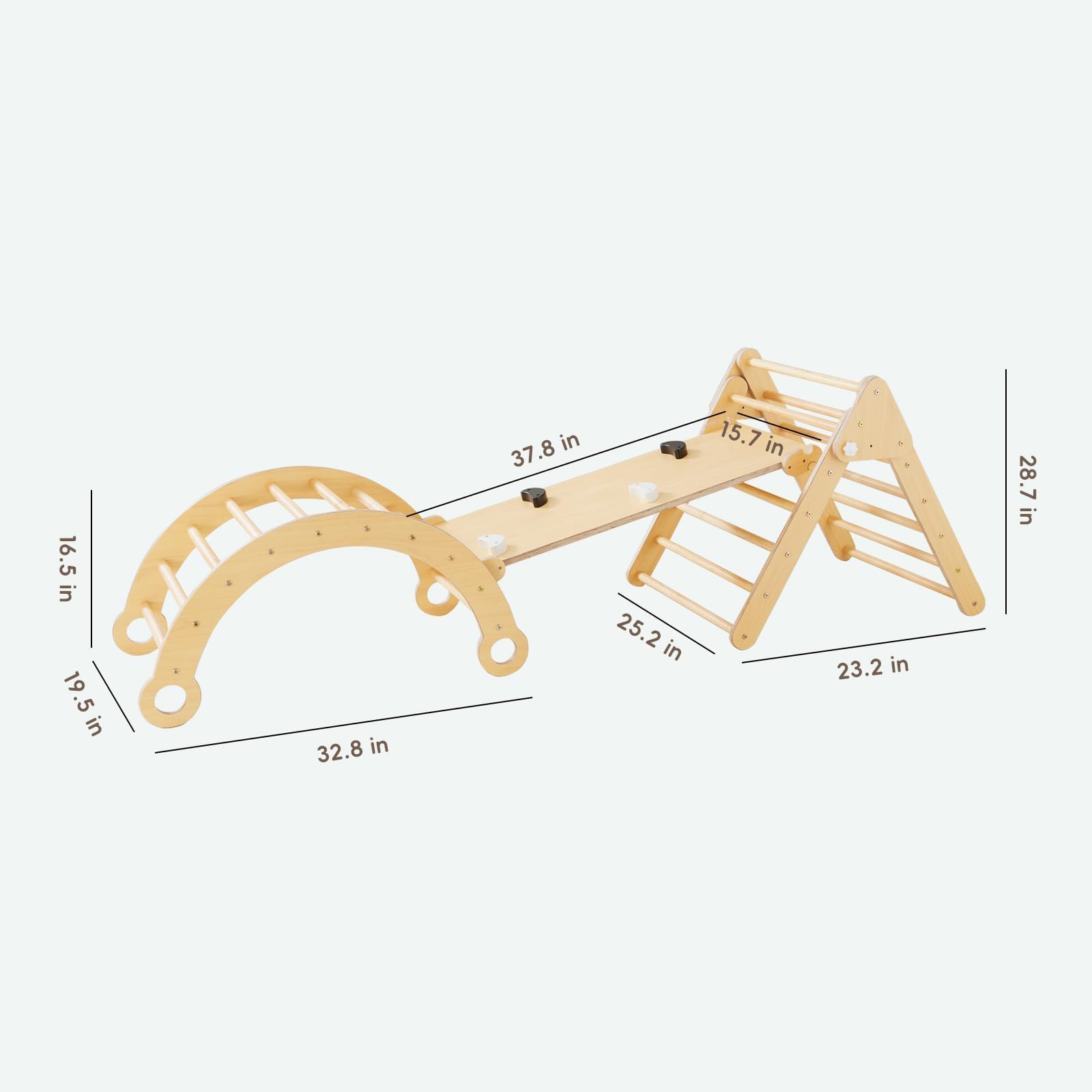 Asweets 5-in-1 Foldable Pikler Triangle Set with Ramp & Arch Climber - Montessori Climbing Toy for Toddlers, Indoor Jungle Gym for Kids - Perfect for Playrooms, Daycares & Home Play Areas