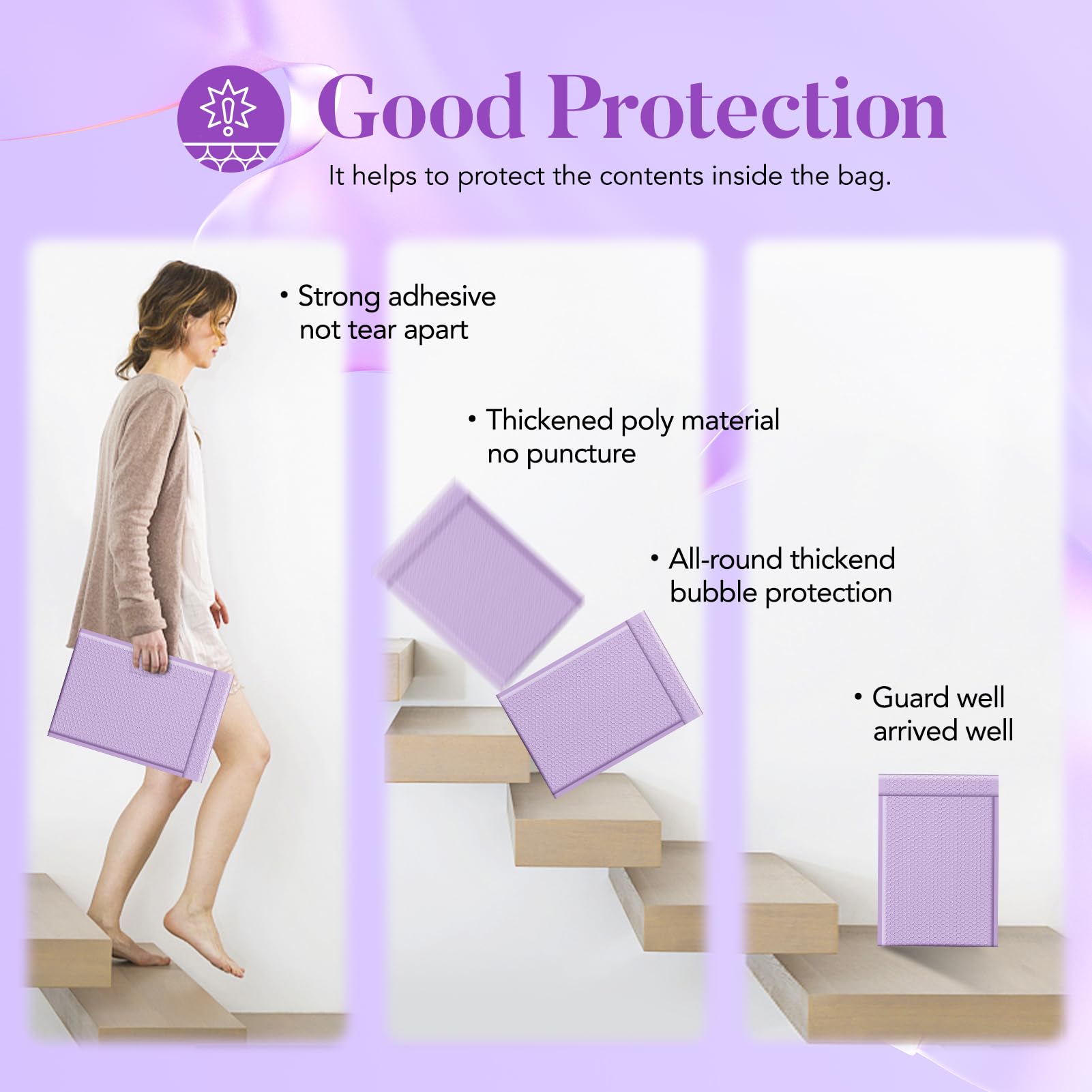 Fuxury 10.5x16 Inch Large Bubble Mailers - 40 Pack Self-Sealing Padded Envelopes | Waterproof Shipping Bags with Bubble Cushioning for Small Business Packaging | Perfect for Ecommerce, Amazon FBA & Mailing Fragile Items (Lavender, #5 Size)