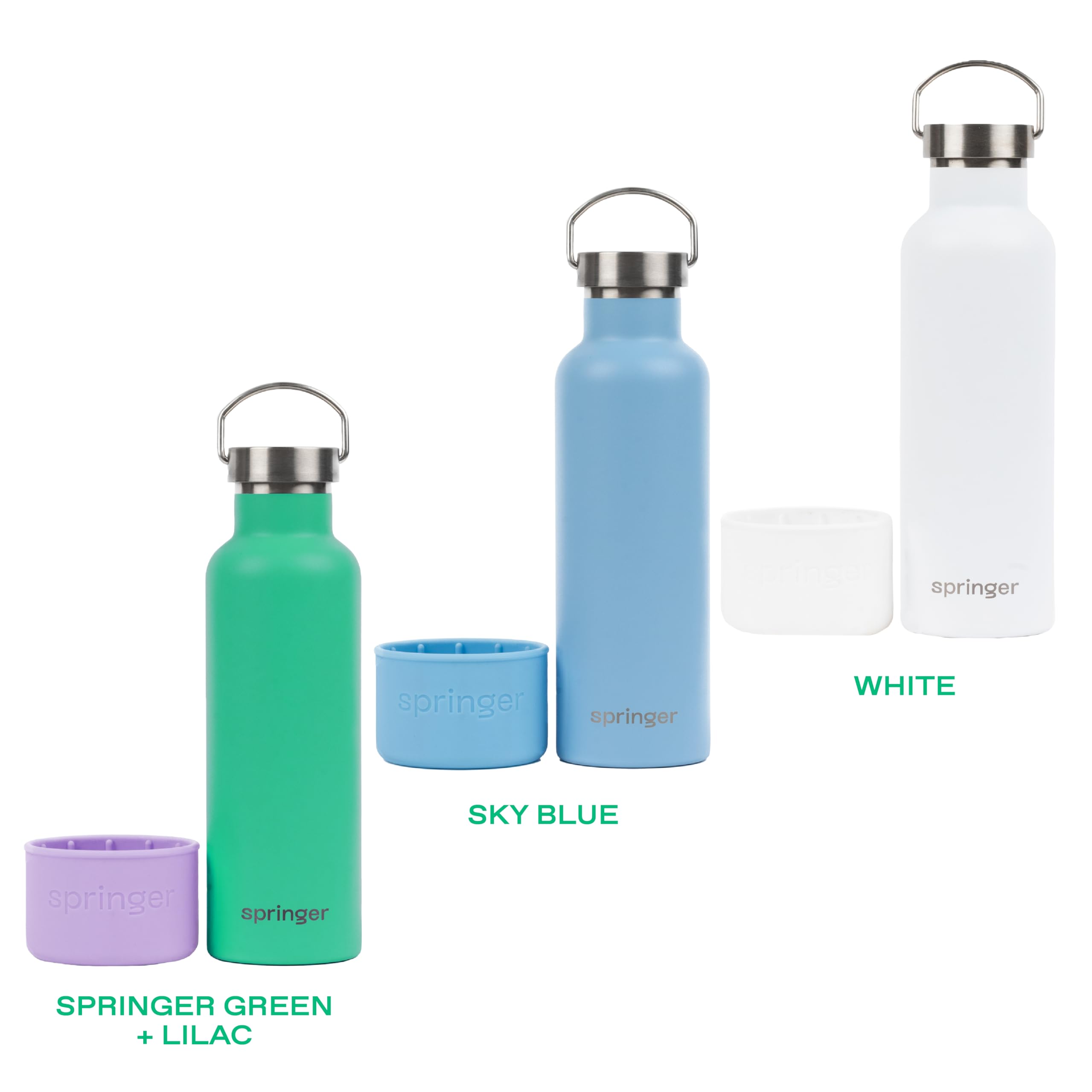 Springer Dog and Me 24oz Stainless Steel Insulated Water Bottle - Keeps Cold for 12+ Hours, Leak-Proof Portable Dog Water Bottle with Built-in Travel Bowl for Hiking, Camping, and Outdoor Adventures - Lilac/Green