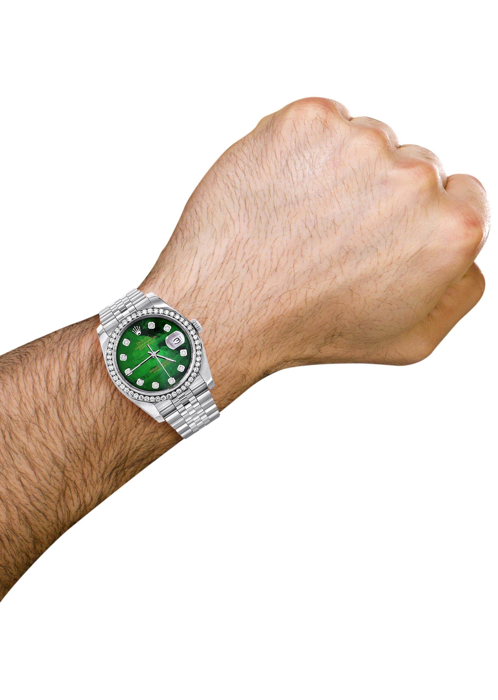 Rolex Datejust 36mm Watch - 116200 Model with Hidden Clasp, Green Diamond Mother of Pearl Dial & Jubilee Band | Luxury Diamond Watch for Men & Women | Perfect for Business Meetings, Special Occasions & Gift Giving