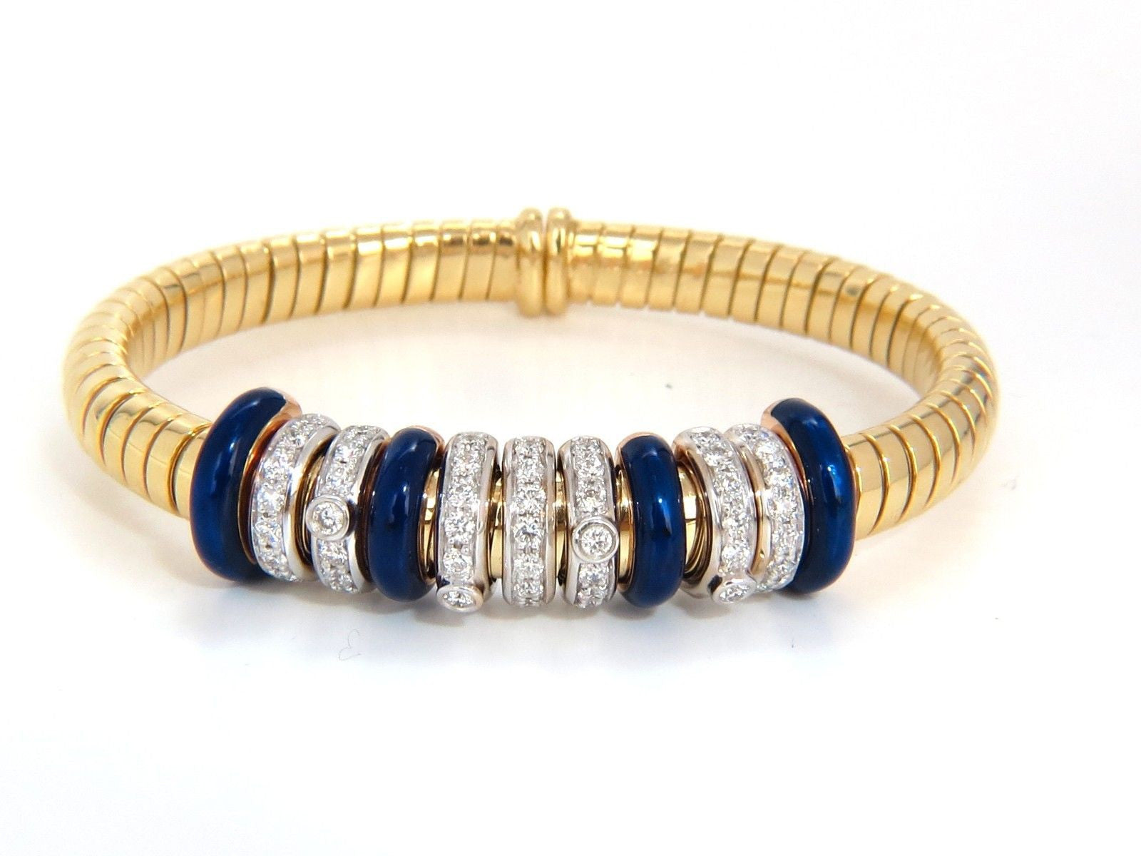 1.50CT Diamond Ladies Accordion Bangle Bracelet with Floating Rings - 18K Gold Elegant Jewelry for Women, Perfect for Parties, Weddings & Special Occasions