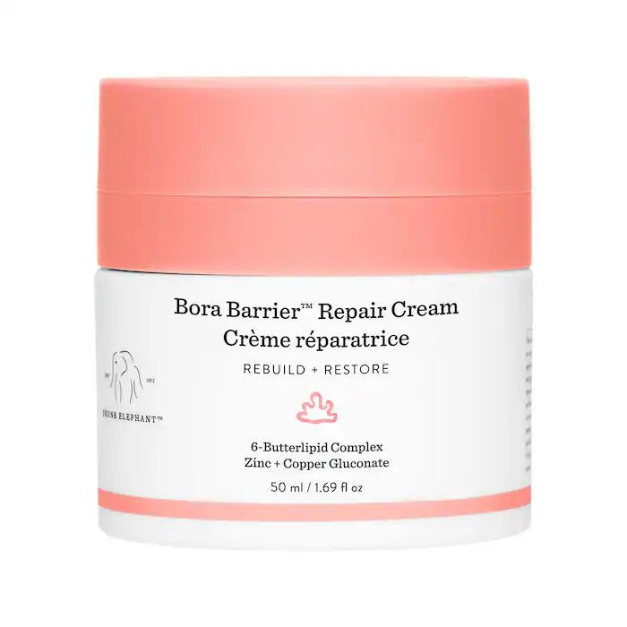 Drunk Elephant Bora Barrier™ Repair Cream with 6 Butterlipid Complex | Hydrating & Nourishing for Dry, Sensitive Skin | Perfect for Nighttime Skincare Routine & Post-Treatment Recovery