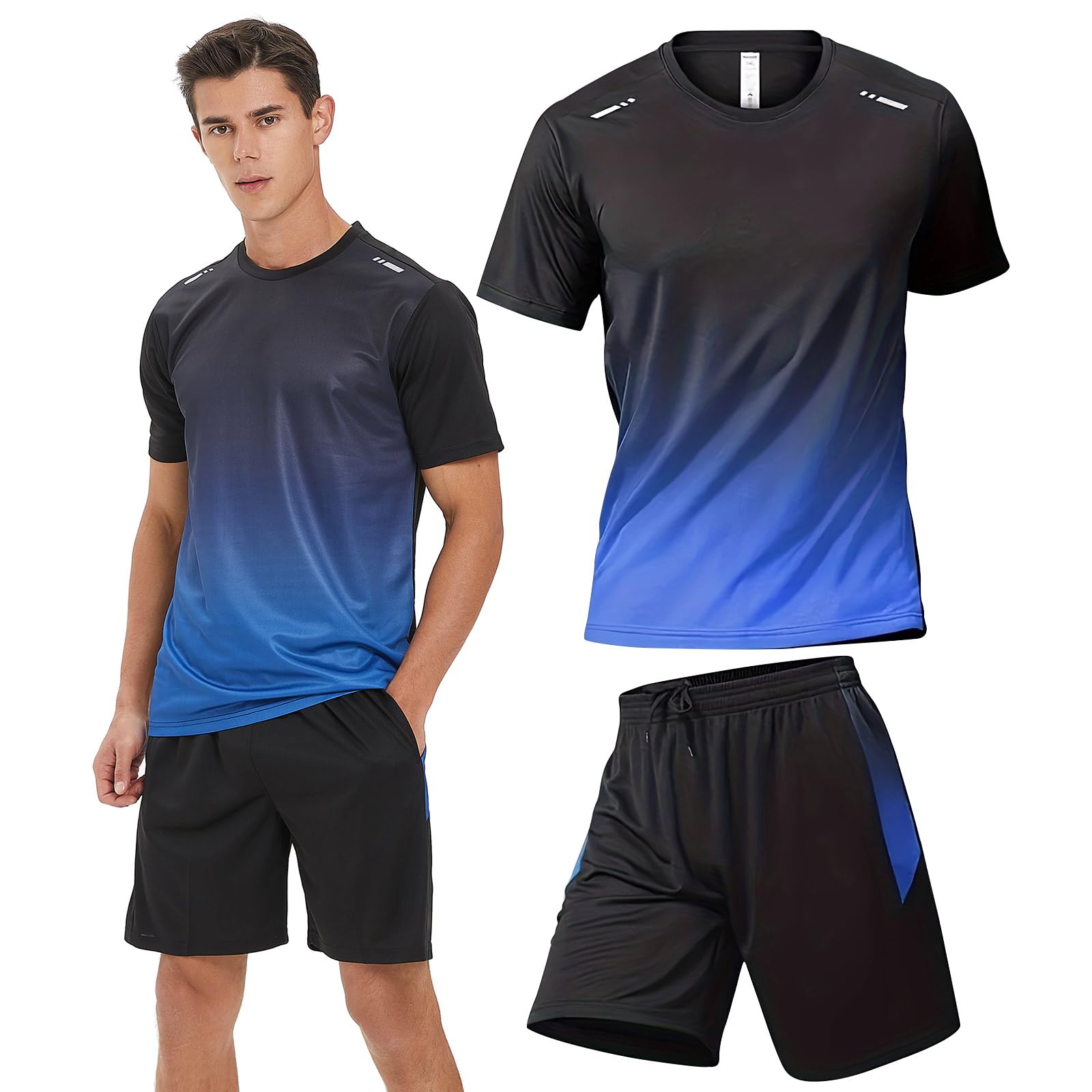 BOOMCOOL Men's Gym Clothes 6-Pack - Workout Shorts & Long Sleeve Shirts Set, Moisture Wicking Dry Fit Athletic Outfits for Running, Training & Fitness | Perfect for Gym, Jogging & Sports Activities
