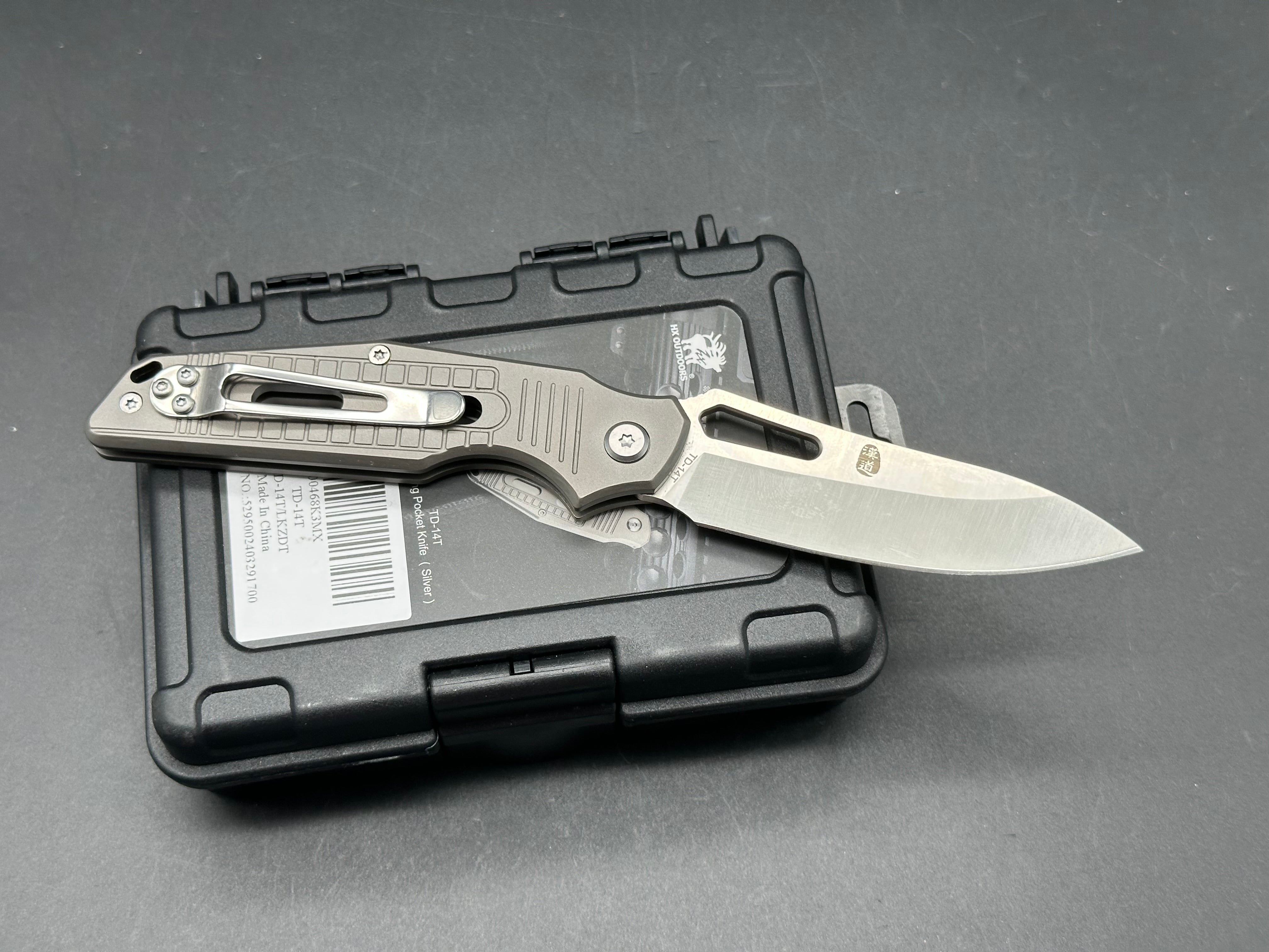 HX Outdoors TD14 Titanium Slip Joint Pocket Knife with D2 Steel Blade - Perfect for Camping, Hiking & Everyday Carry (EDC)