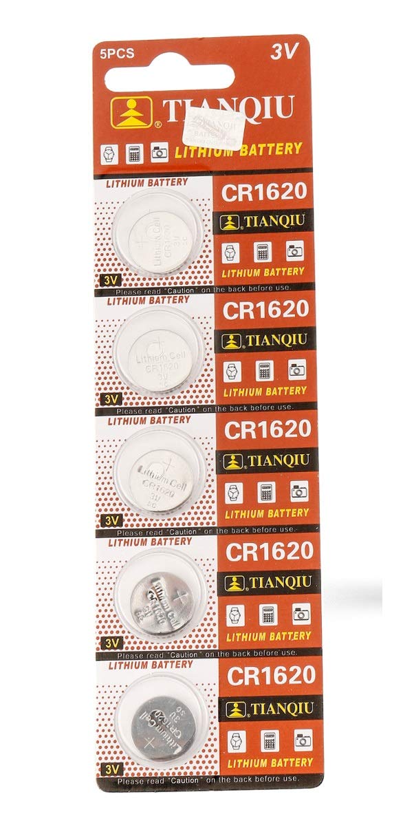 Tianqiu CR1620 3V Lithium Coin Cell Button Batteries (5 Pack) - Perfect for Watches, Calculators, Key Fobs & Small Electronics
