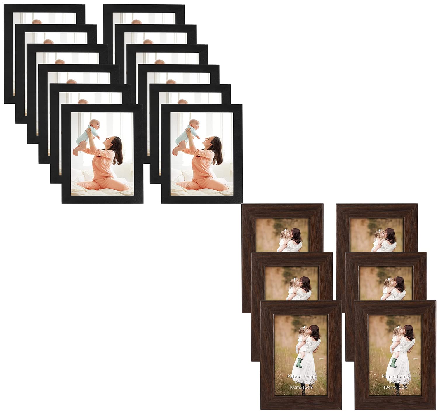 12PCS 4x6 Magnetic Wall Frames & 6PCS Tabletop Photo Frames Set for Home Decor