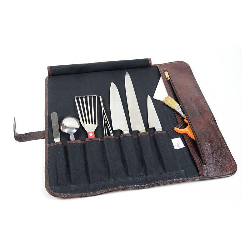 Boldric BOCT101 7-Pocket Green Canvas DD Hook Tie Knife Bag - Perfect for Chefs, Hunters & Outdoor Enthusiasts - Durable Multi-Pocket Storage for Knives & Tools