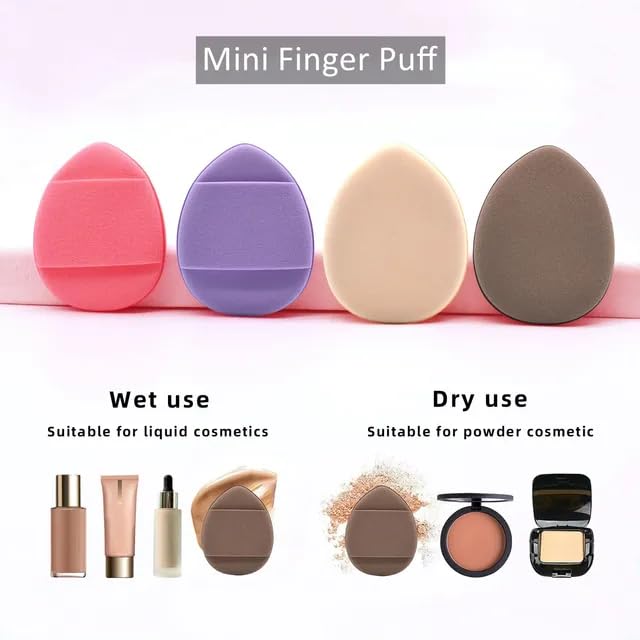 BANIRA 6-Triangle Powder Puff & 4-Mini Finger Makeup Sponges Set - 10PCS Multicolor Beauty Blender for Flawless Foundation & Concealer Application - Perfect for Travel, Professional Makeup & Everyday Use