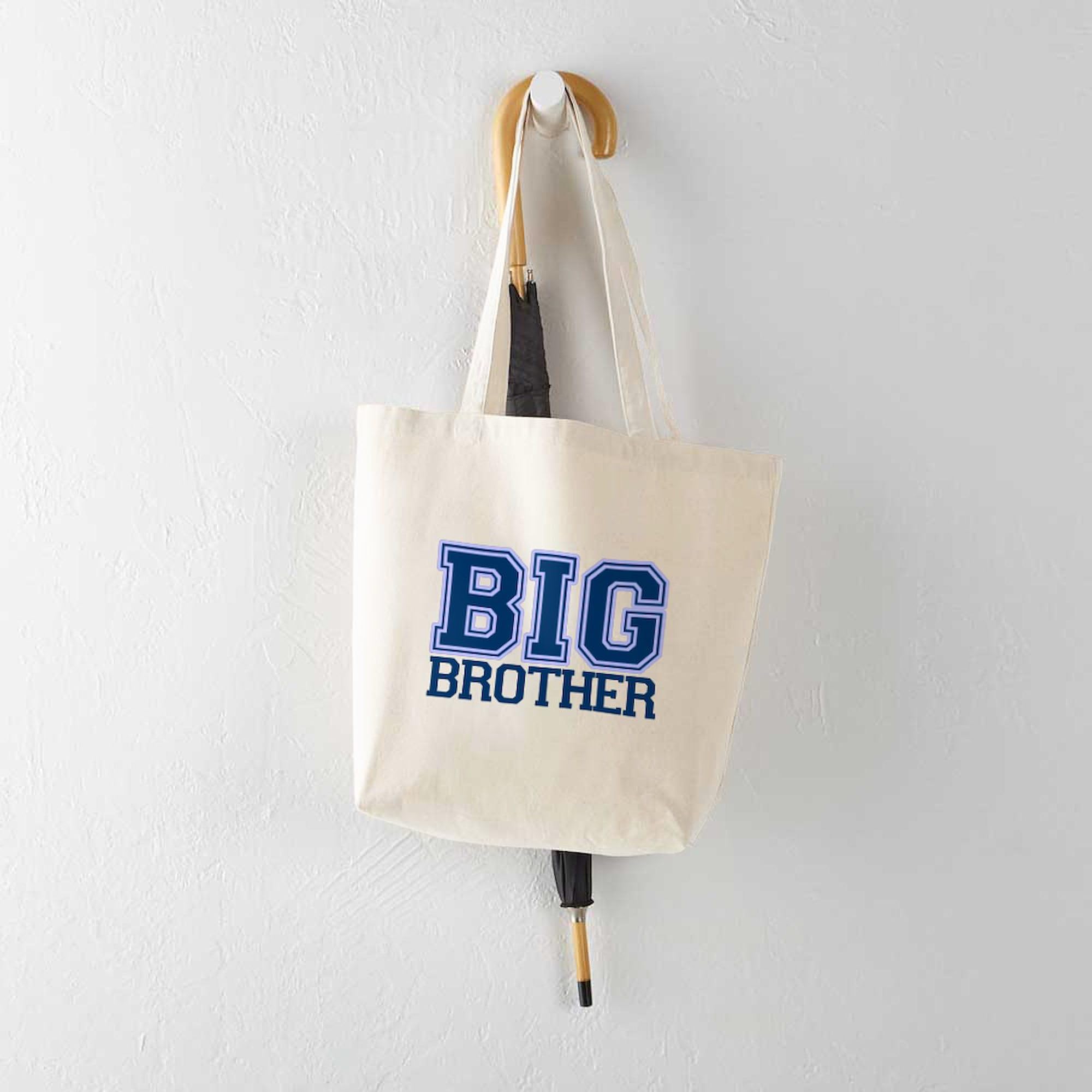 Big Brother Varsity Tote Bag - Natural Canvas Reusable Shopping Bag for School, Groceries & Beach | Eco-Friendly Cotton Tote with Durable Handles