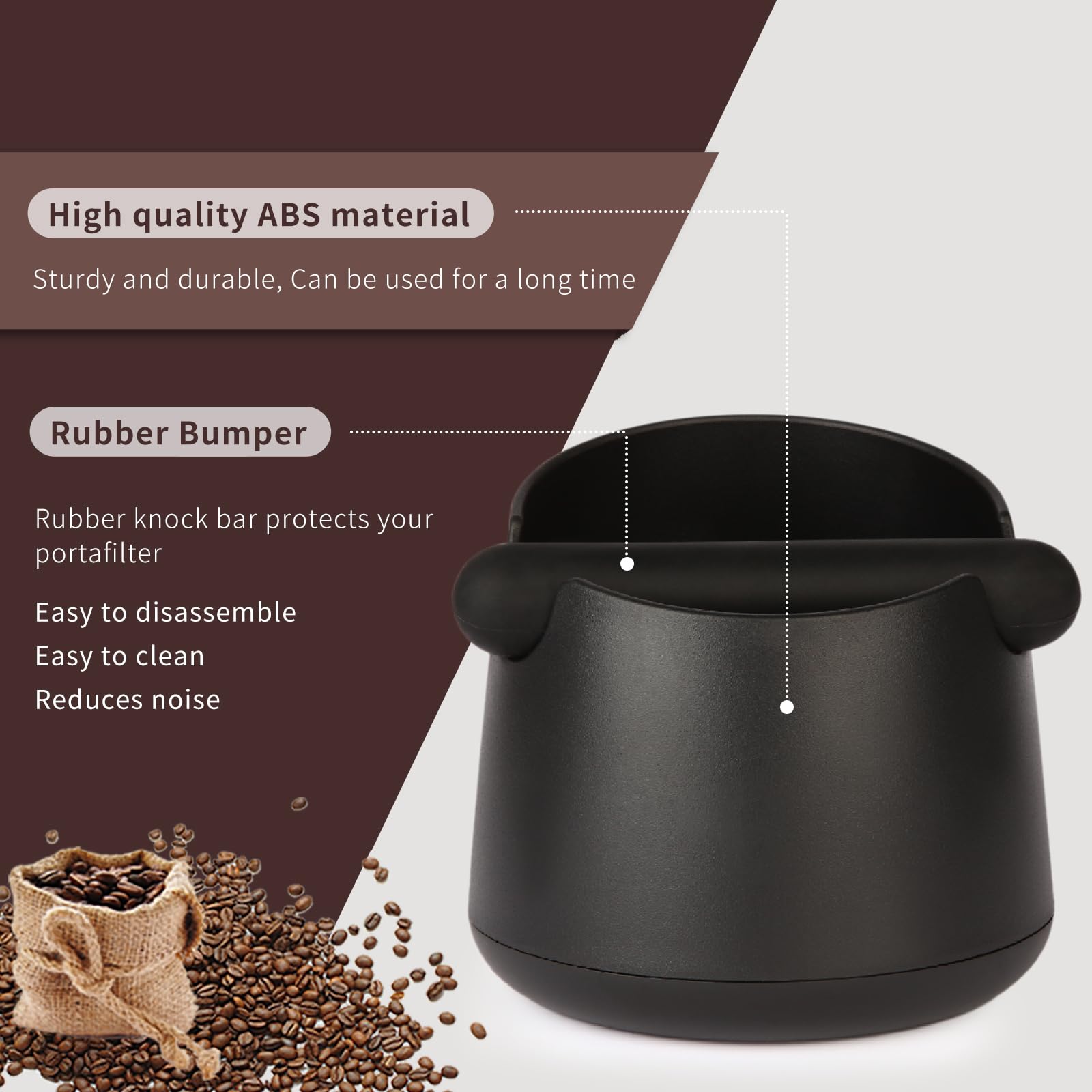 Premium Large Capacity Espresso Knock Box with Shock-Absorbent Design, Removable Knock Bar & Non-Slip Base - Perfect for Home Coffee Bars & Professional Cafes
