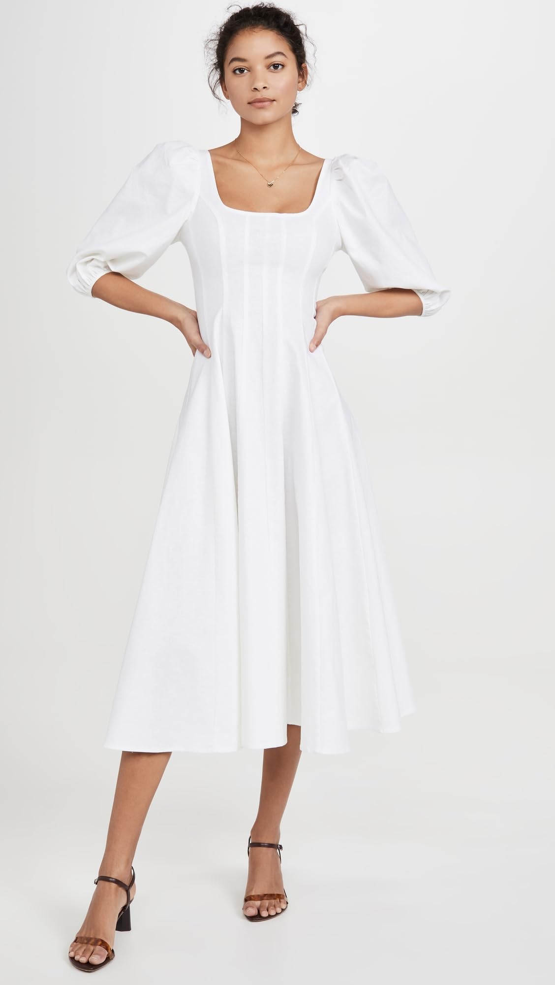 STAUD Women's Swells Dress - Flowy Midi Dress with Ruffles, Summer Beach Dress for Women, Perfect for Vacations, Dates & Outdoor Events