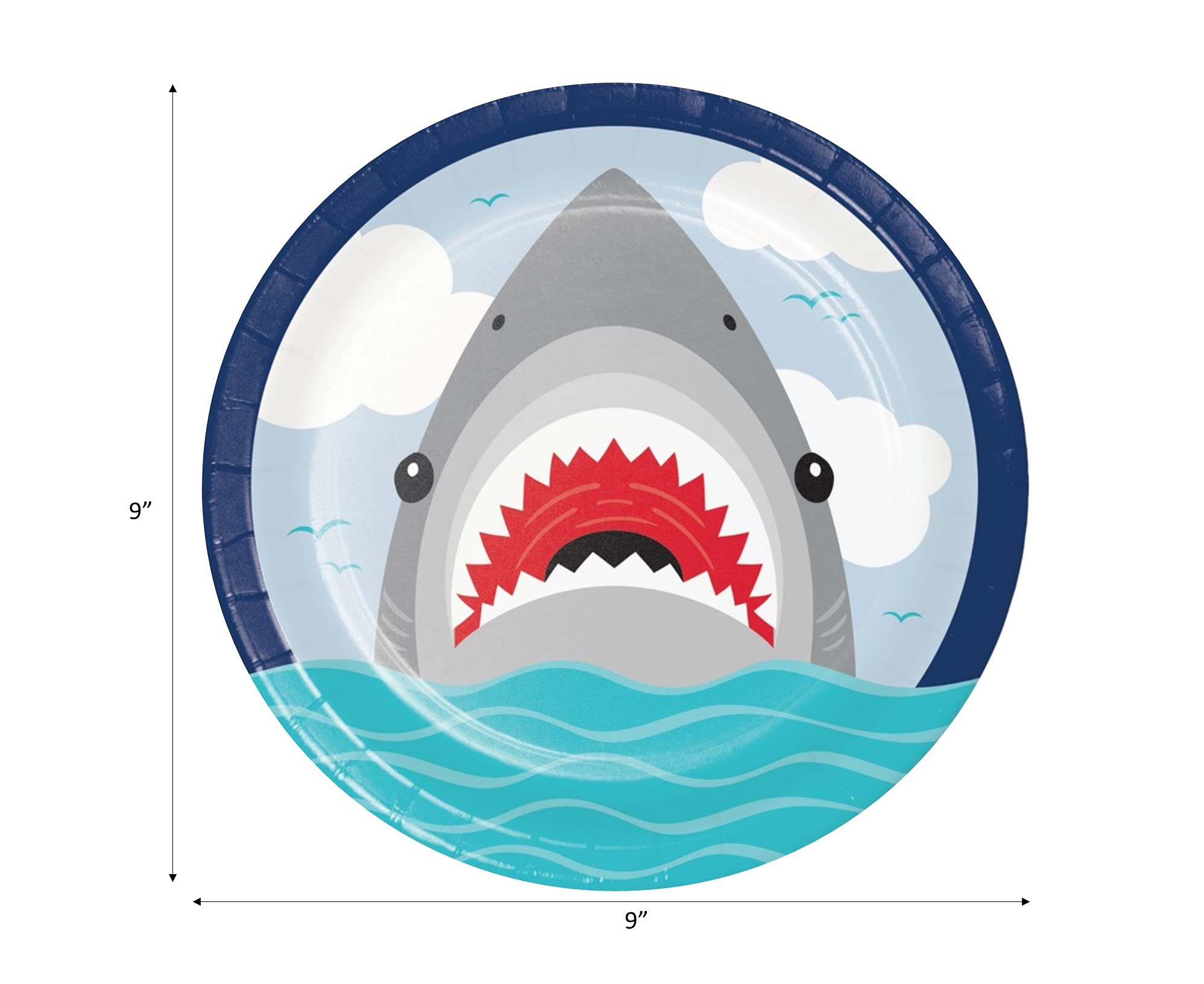 Shark Themed Party Supplies - 16-Piece Paper Plates & Napkins Set for Kids Birthday, Baby Shower & Ocean Theme Events - Durable & Eco-Friendly Disposable Tableware