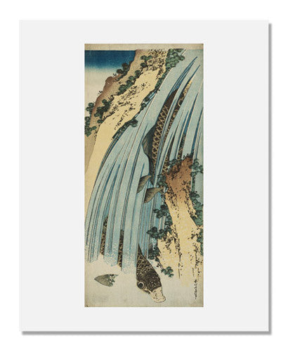 Katsushika Hokusai Two Carp in Waterfall Painting - Japanese Woodblock Art Print - Home & Office Wall Decor for Living Room, Bedroom or Study