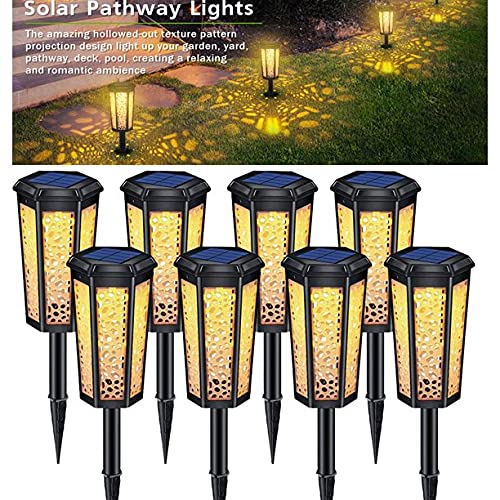 CJC Solar Pathway Lights Outdoor - Waterproof Auto On/Off Solar Garden Lights with 2 Modes, LED Landscape Lighting for Walkway, Driveway, Yard, Patio, Pool - Perfect for Evening Ambience & Garden Decoration (Set of 8)