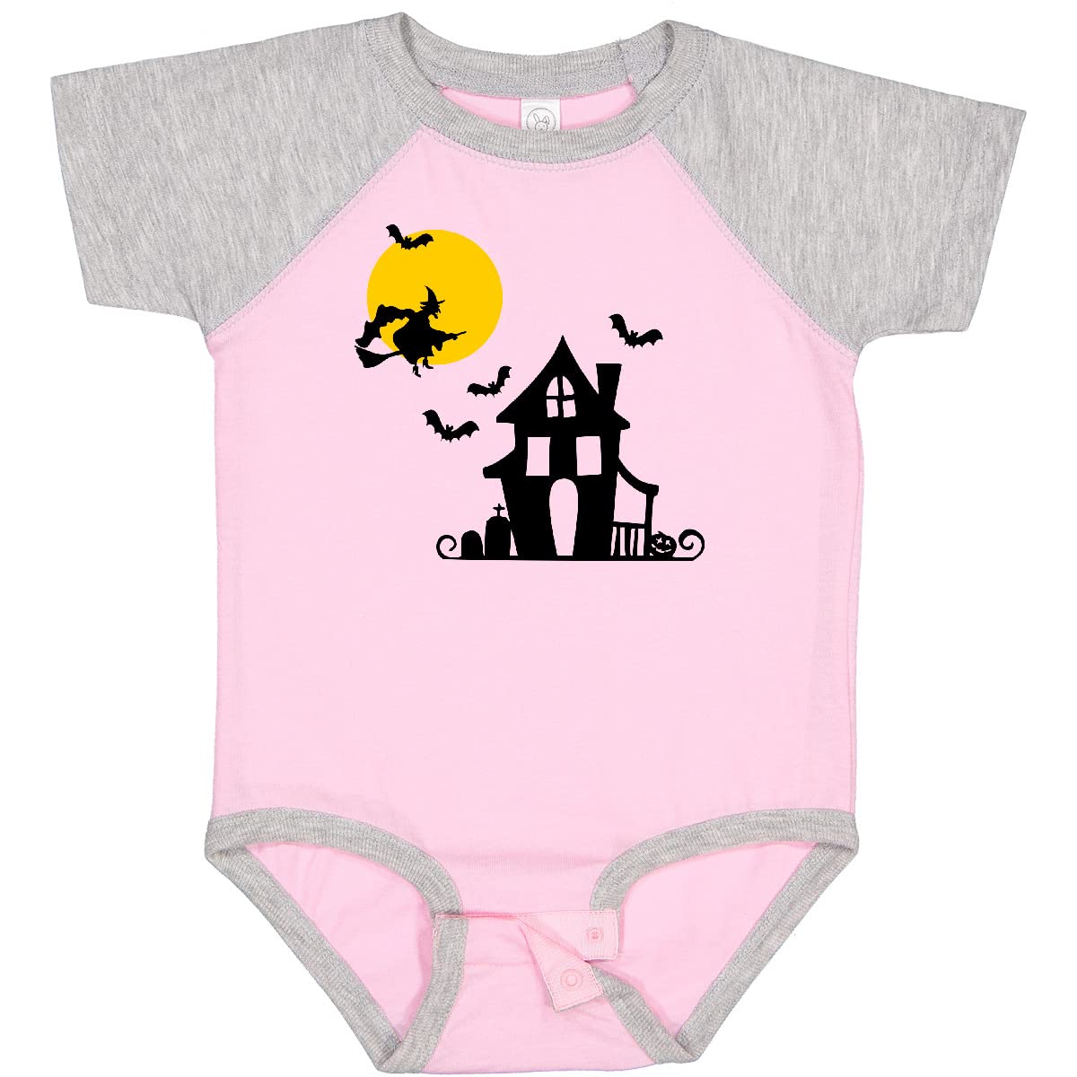 Inktastic Halloween Haunted House Witch and Bats Baby Bodysuit - Cute Infant Halloween Costume for Boys & Girls - Perfect for Trick or Treat, Photo Shoots & Spooky Parties