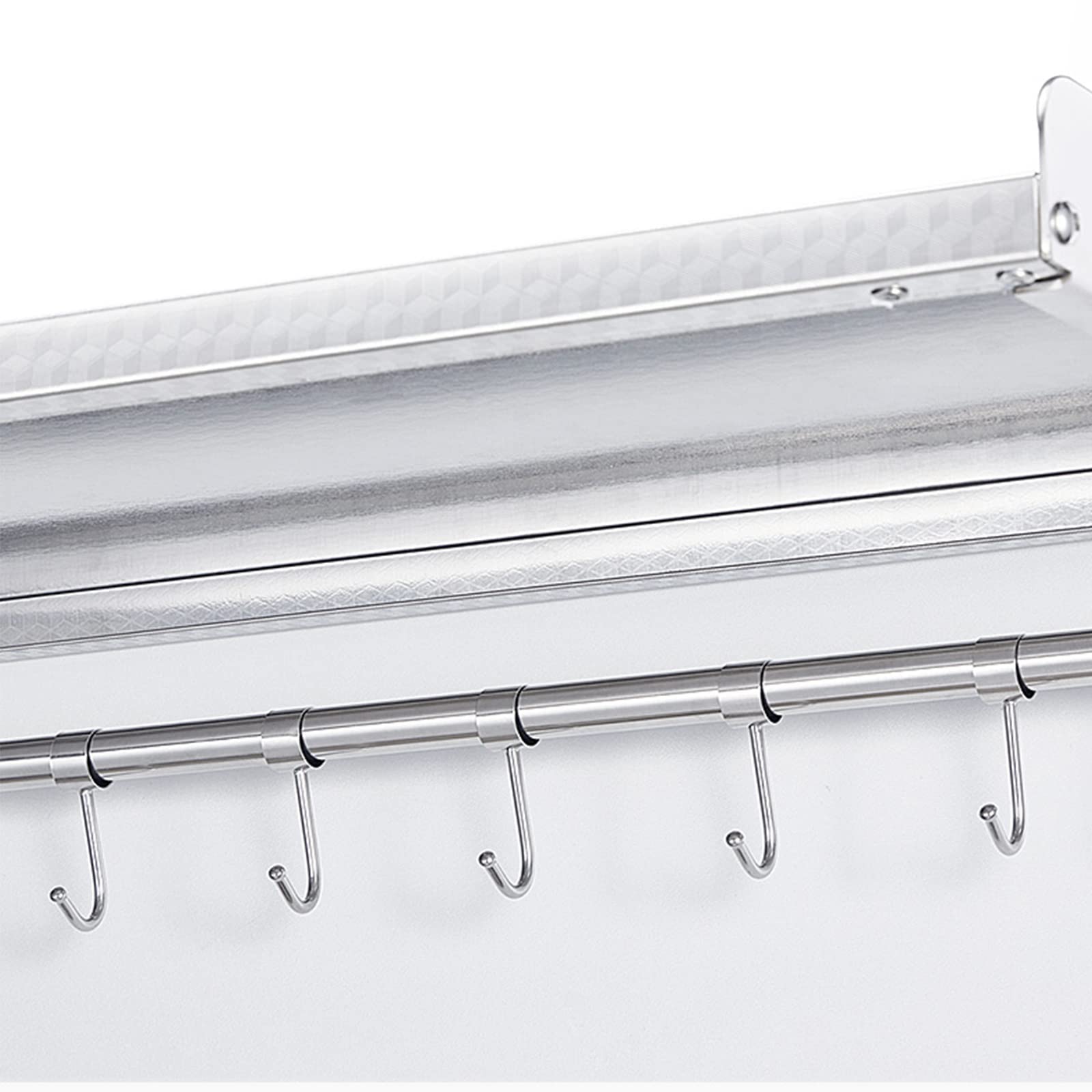 Stainless Steel Microwave Shelf with Hooks - 24 Inch Universal Floating Oven Rack, Heavy Duty Wall Mount Storage Organizer for Kitchen - Perfect for Small Spaces & Microwave Oven Organization