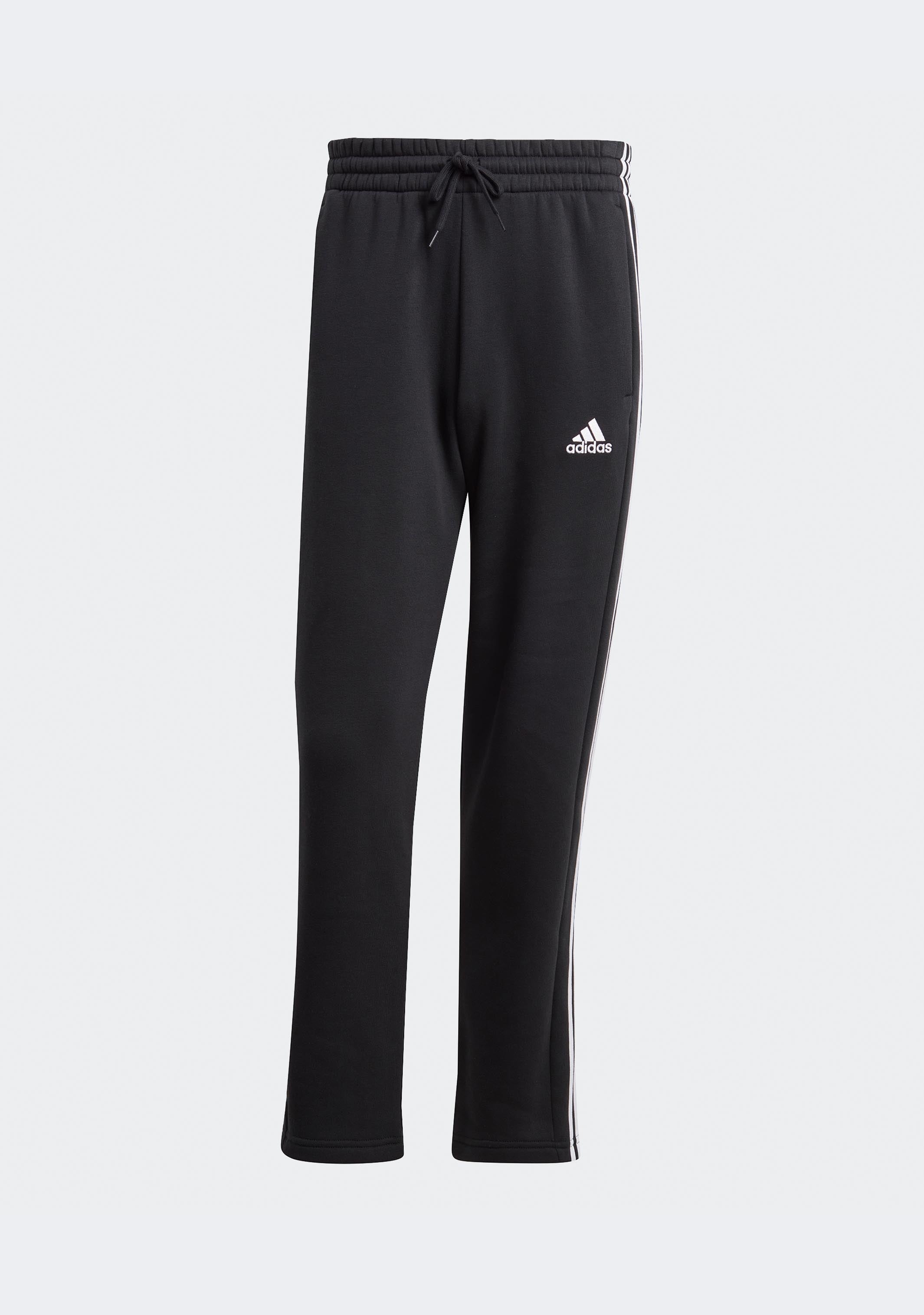 Adidas Men's Essentials 3-Stripes Fleece Sweatpants with Open Hem | Comfortable Athletic Pants for Casual Wear, Lounge & Gym Workouts