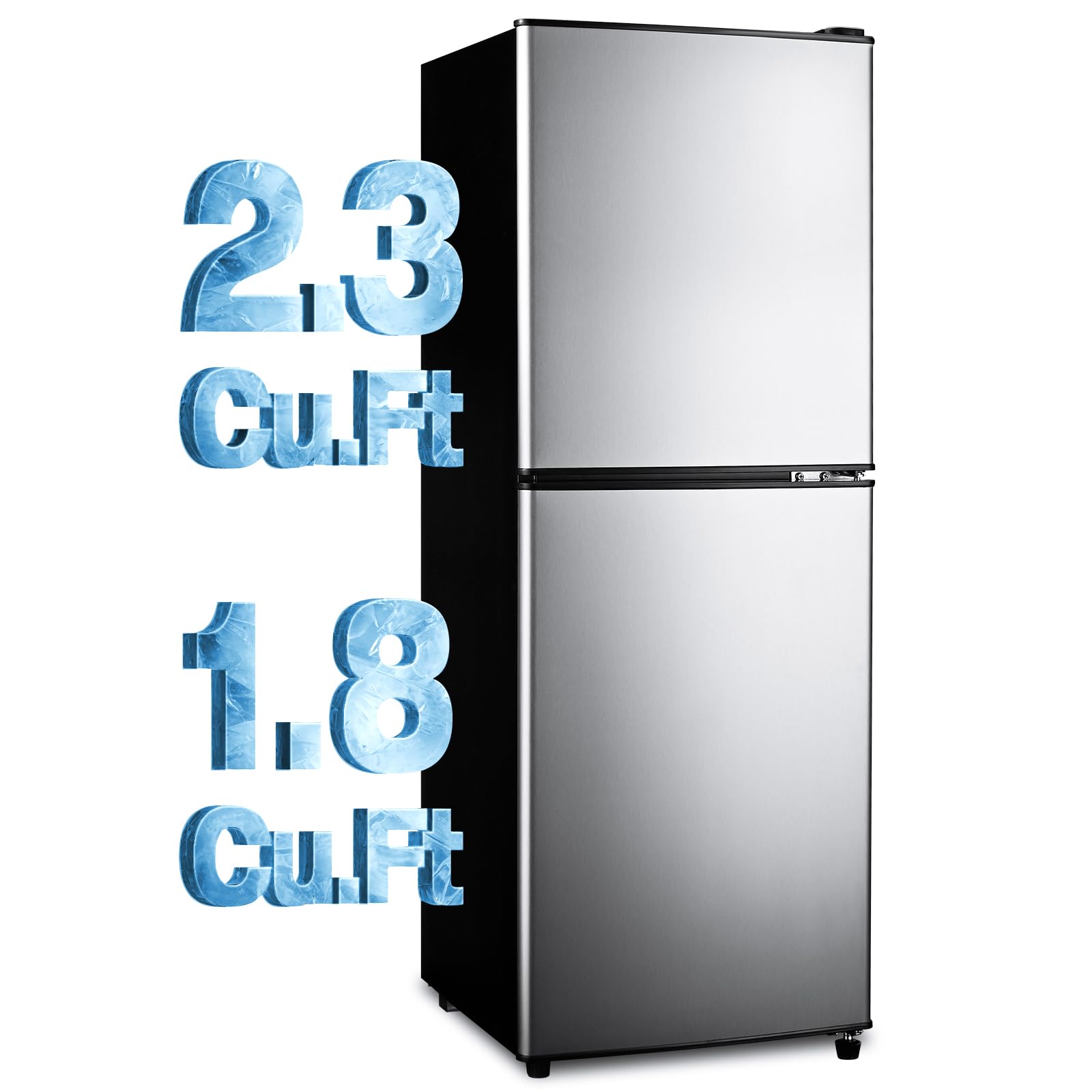 4.1 Cu.Ft Compact Refrigerator with Bottom Freezer & Storage Drawer - 2 Door Mini Fridge with 7 Adjustable Temperature Settings, Large Capacity Silver Design - Perfect for Bedroom, Dorm, Office, Apartment, Kitchenette & Small Spaces