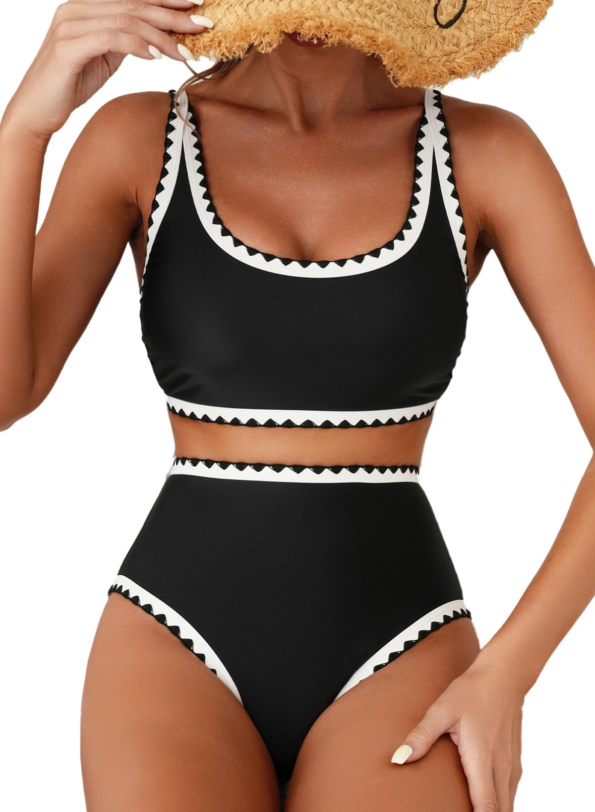 Floral Print High Waisted Bikini Set for Women - 2 Piece Swimwear with Whip Stitch Detail | Perfect for Beach Vacations, Pool Parties & Summer Getaways
