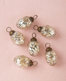 6 Pack Mercury Glass Mini Ornaments - 1.75 Inch Silver Lois Design Christmas Tree Decorations | Vintage Style Holiday Orbs for Xmas Tree, Home, Office & Party Decorations | Perfect Gift for Christmas, Weddings & Special Occasions