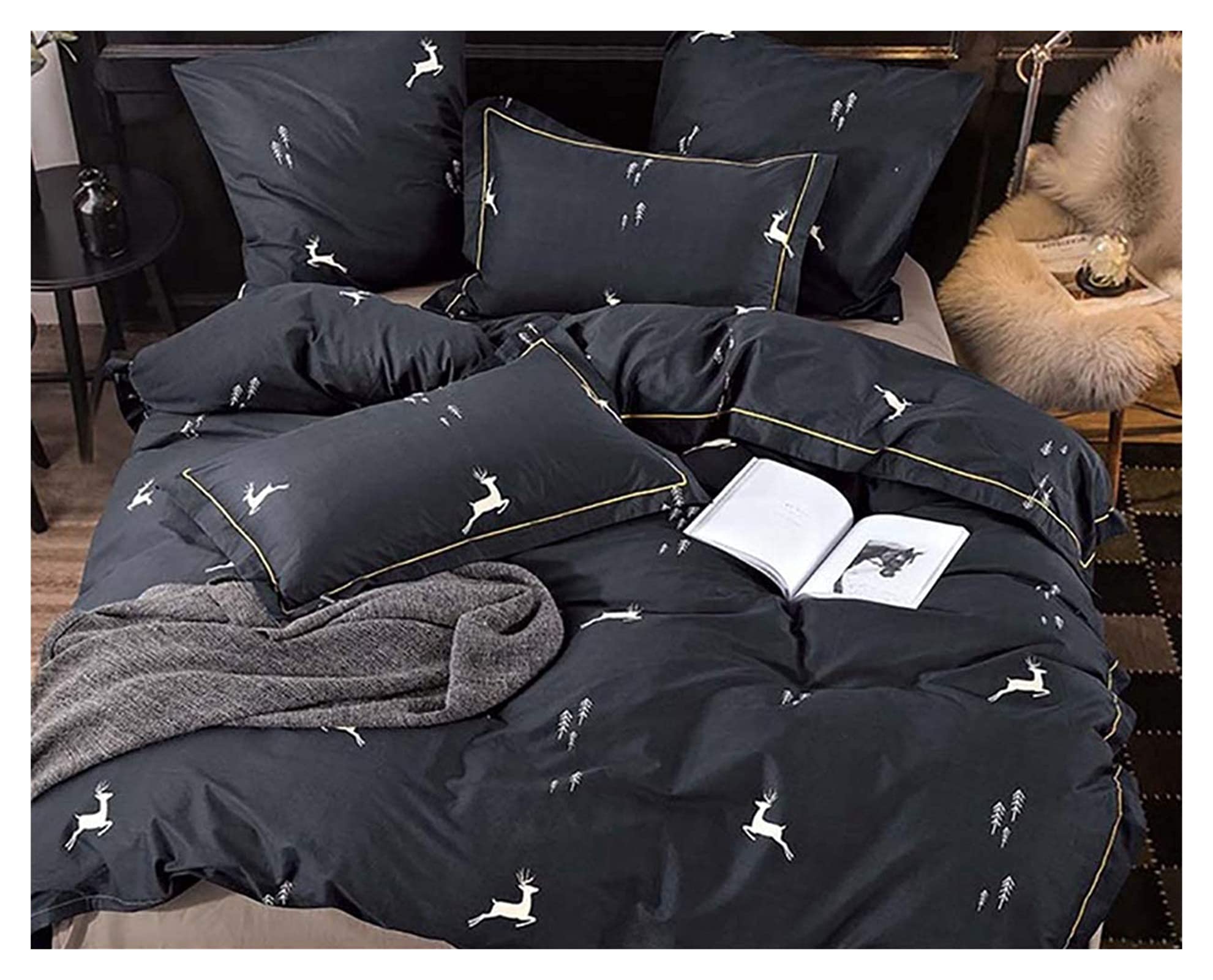Premium 4-Piece Cotton Bedding Set - King/Queen Size Duvet Cover & Pillowcases - Soft Breathable Hotel Luxury Sheets for Home Decor - Floral & Solid Color Options - Perfect for Master Bedroom, Guest Room or Vacation Rental