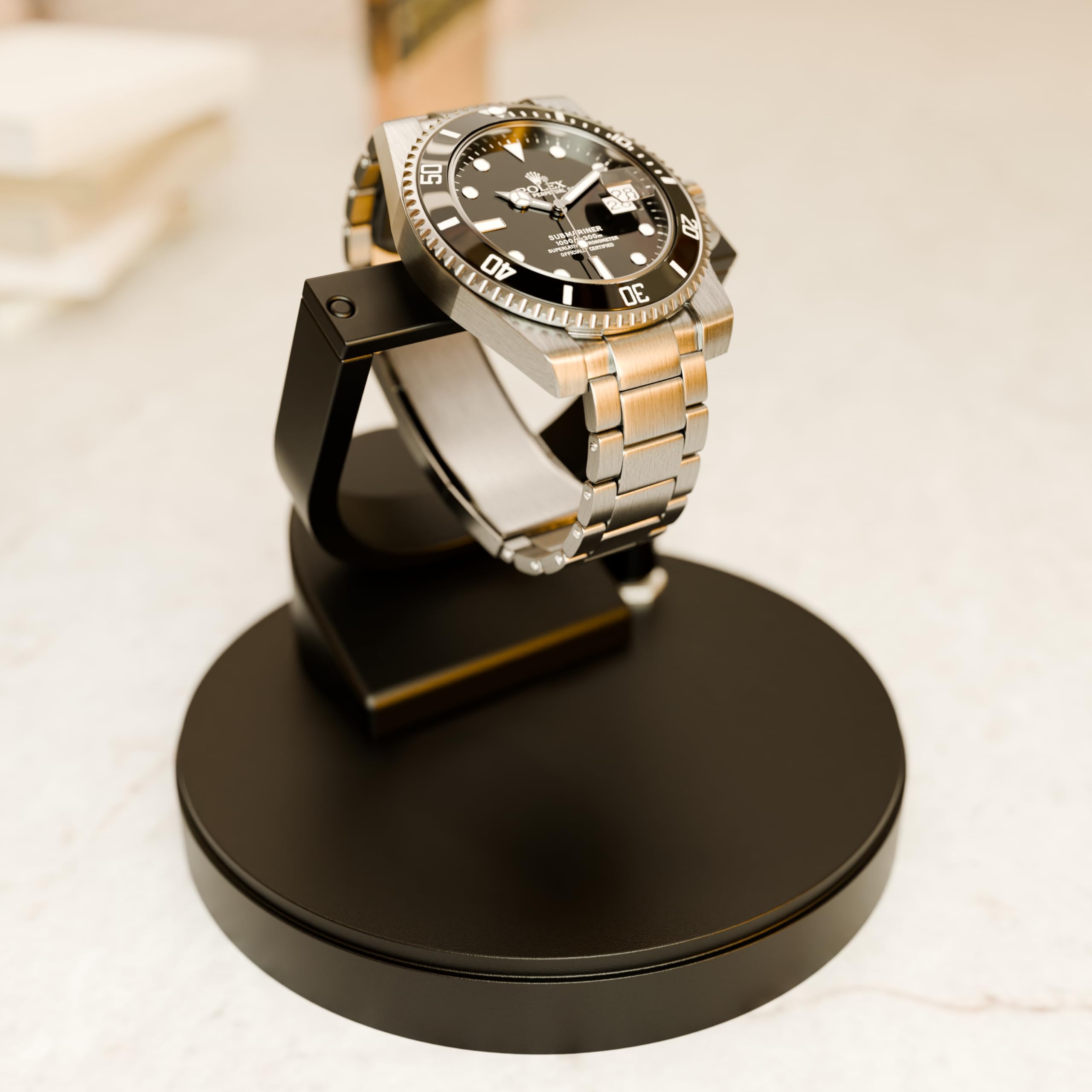 Elestoria Orbit Single Watch Winder - Automatic & Mechanical Watch Winder Box with Gyro Gyroscope Technology for Rolex & Luxury Watches | Clear Transparent Display | Perfect for Watch Collectors & Nightstand Storage