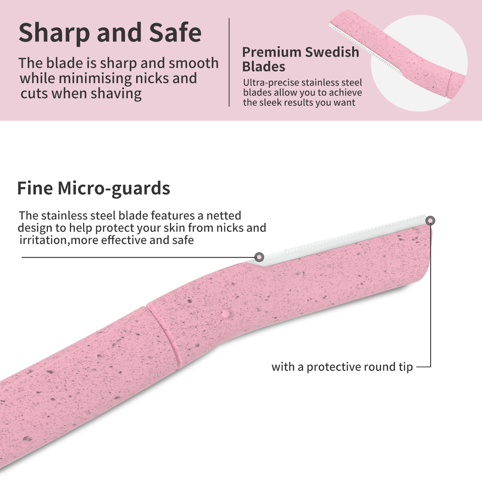 Dermaplane Razor for Women - 5 Pack Pink Facial Hair Remover & Eyebrow Shaper with Protective Cover | Exfoliating Dermaplaning Tool for Smooth Skin - Perfect for At-Home Spa Days & Travel Skincare Routine