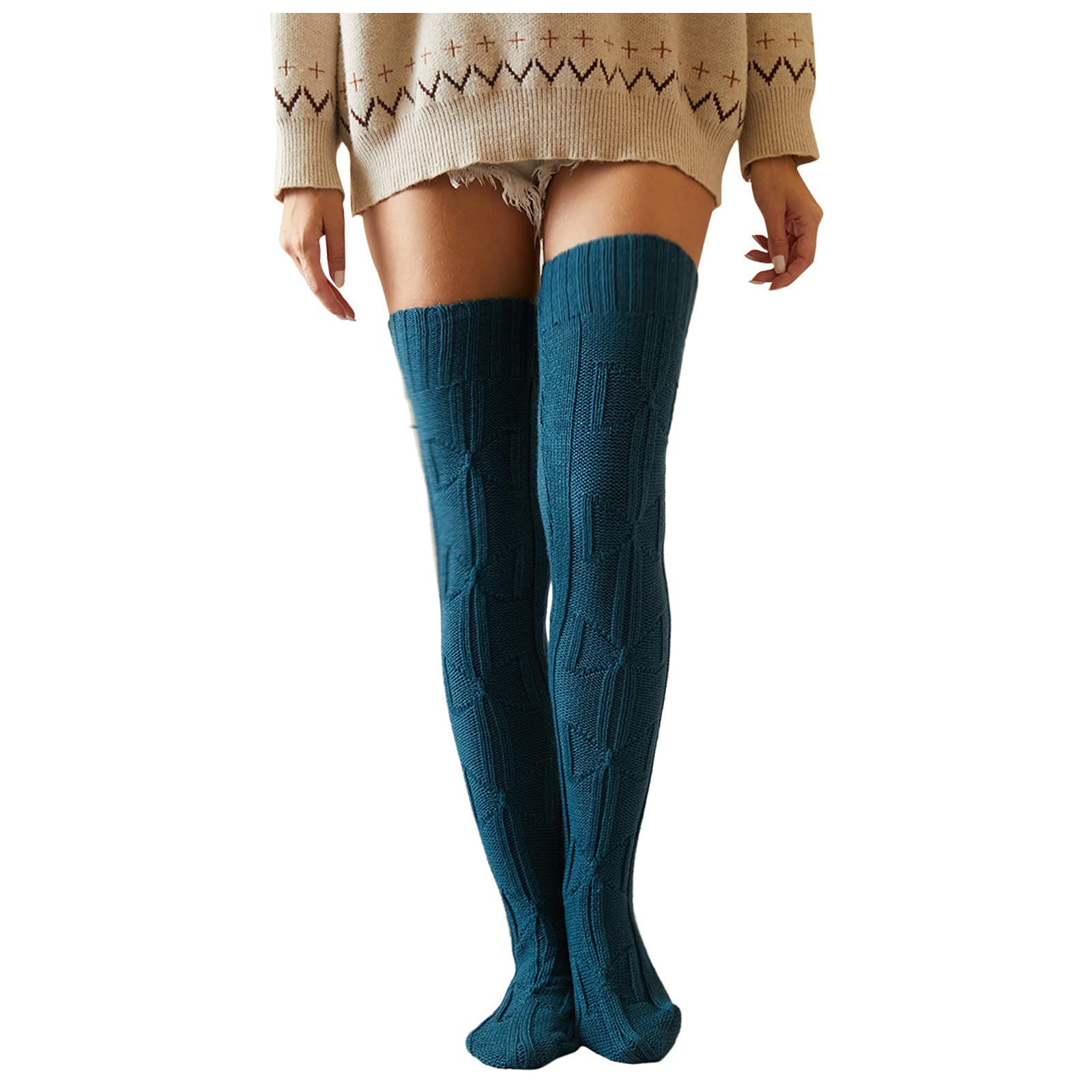 Women's Thigh High Socks - Gradient Print Over The Knee Stockings - Soft Cotton Nylon Blend for Warmth & Style - Perfect for Winter, Cosplay, and Fashion Outfits
