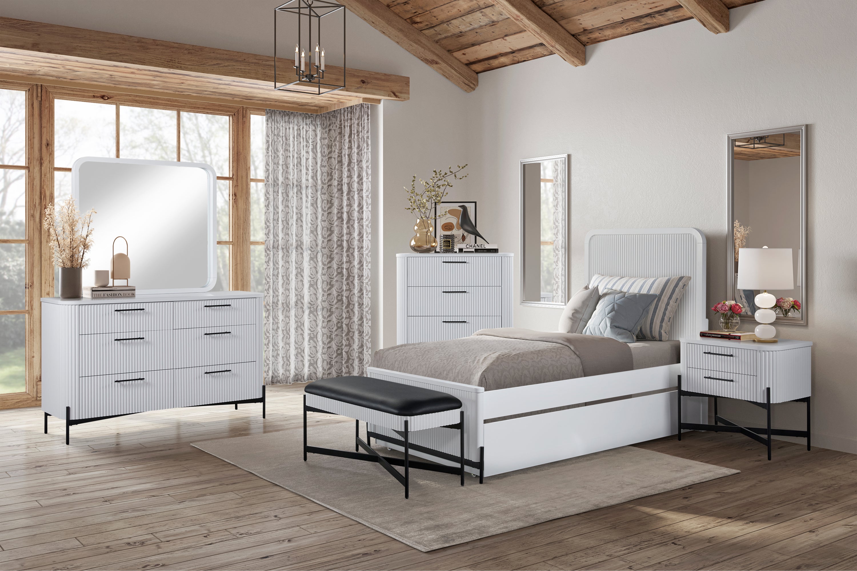 2 Drawer Nightstand with USB Type C Charging - White Modern Bedside Table for Bedroom, Living Room & Office - Compact Storage & Stylish Design